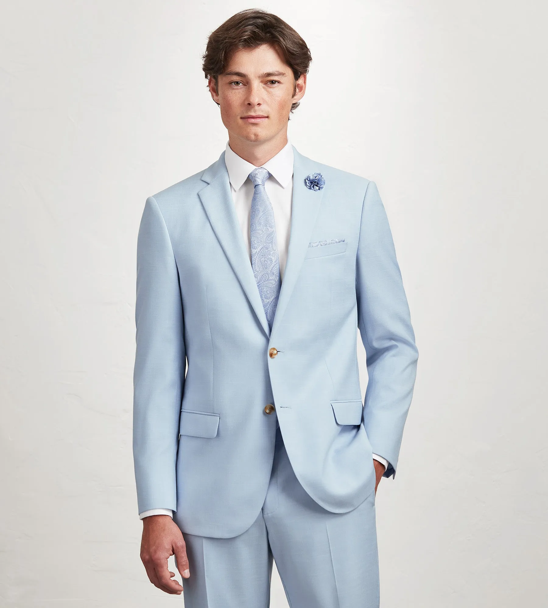 Slim Fit Light Blue Solid Suit sold by Tip Top