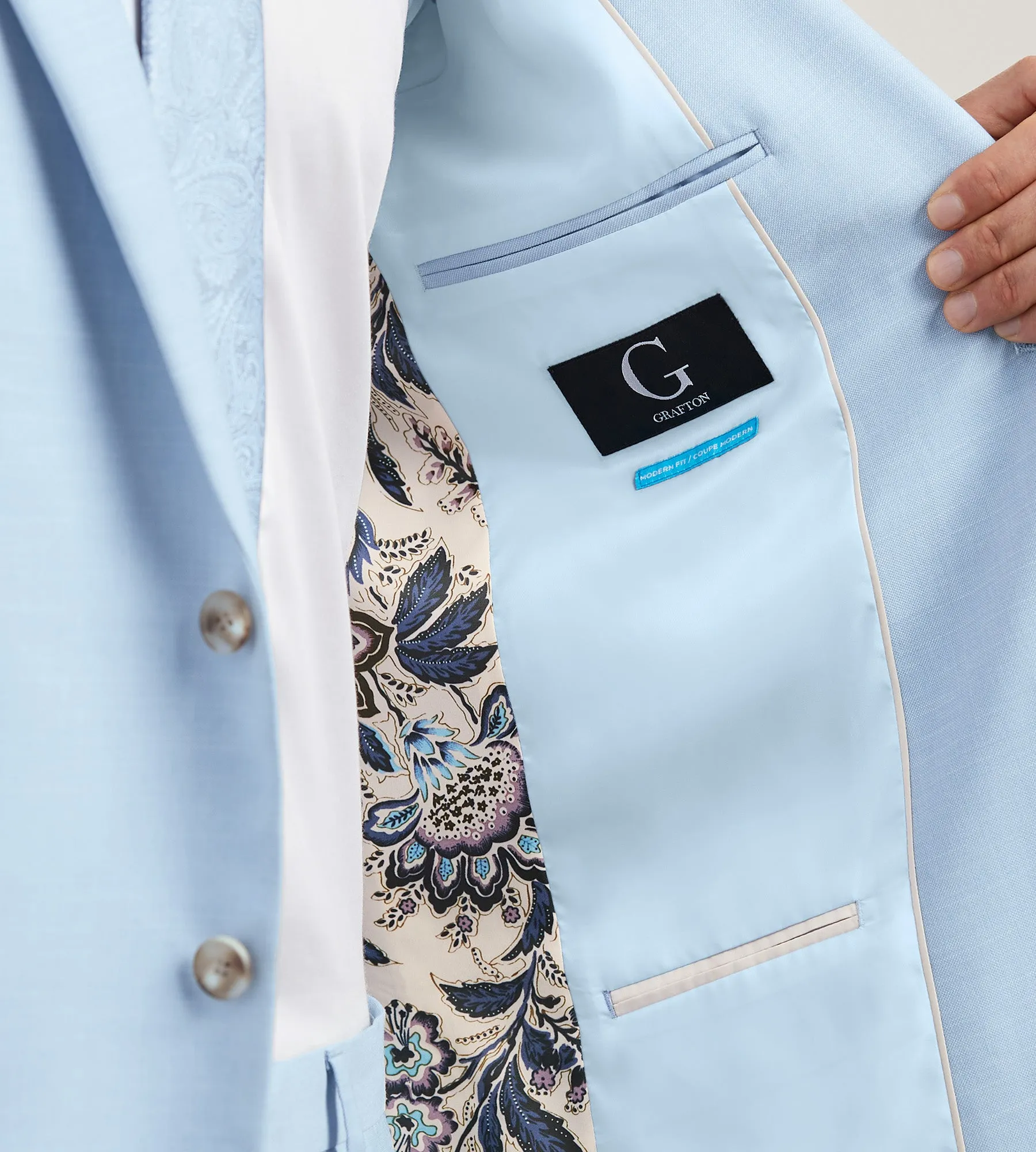 Slim Fit Light Blue Solid Suit Jacket sold by Tip Top product image thumbnail 3