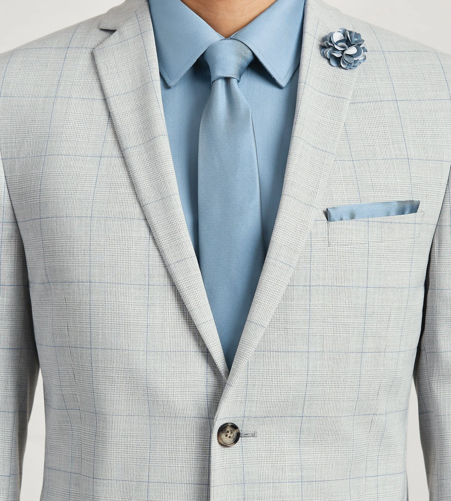 Slim Fit Light Grey Plaid Suit Jacket sold by Tip Top product image thumbnail 2