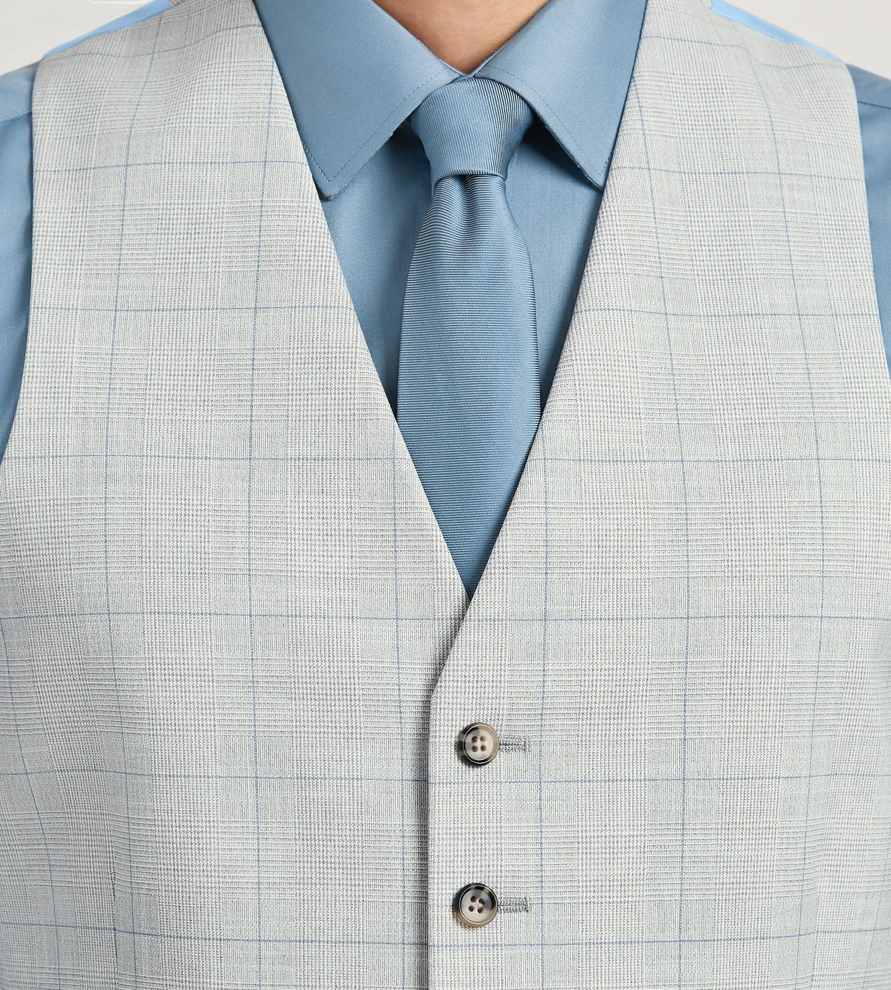 Light Grey Plaid Suit Vest sold by Tip Top product image thumbnail 2