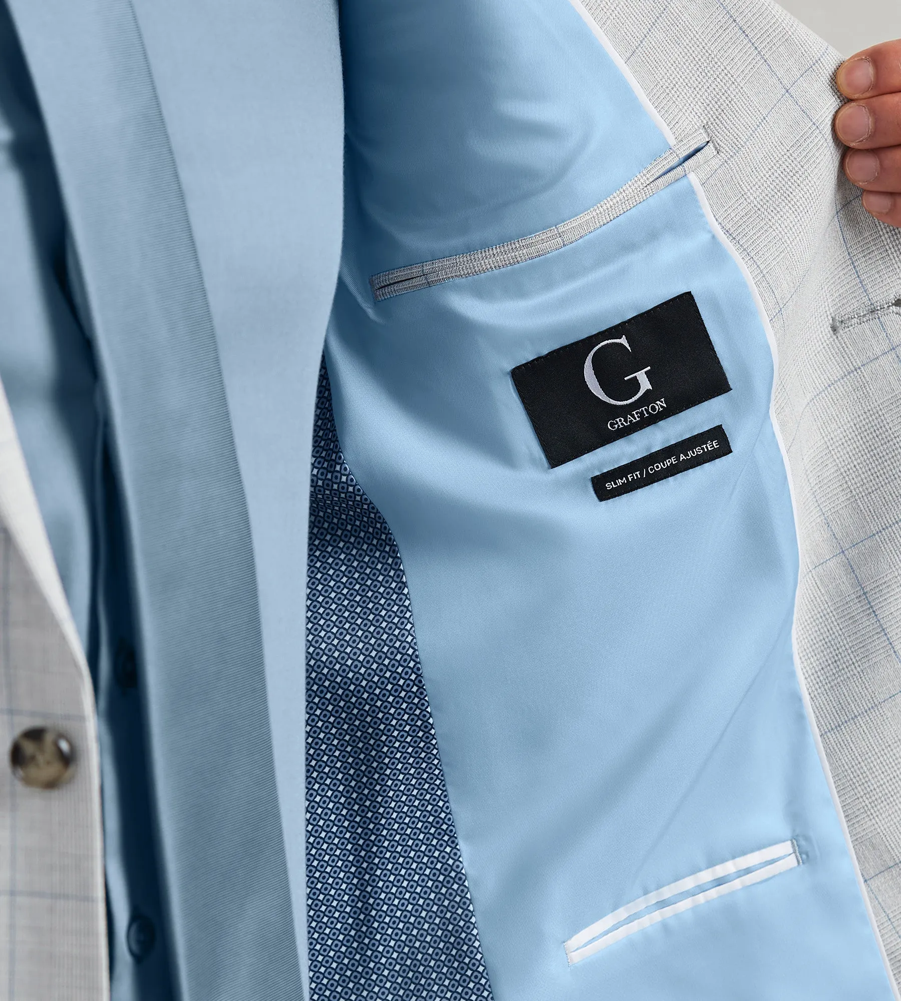 Modern Fit Light Grey Plaid Suit Jacket sold by Tip Top product image thumbnail 4