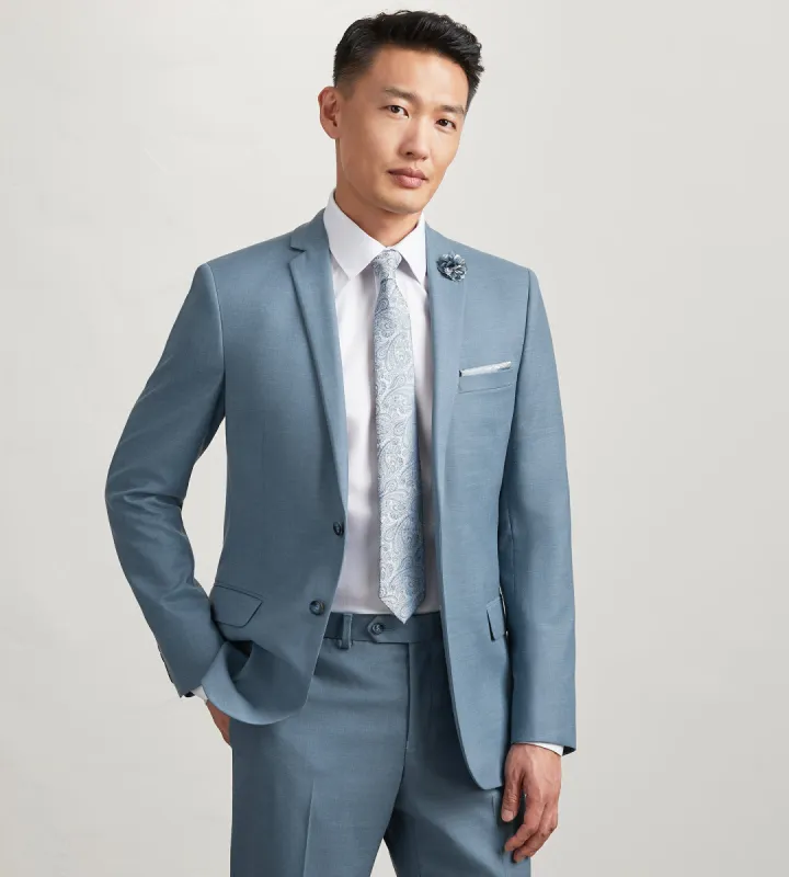Slim Fit Oxford Blue Solid Suit Jacket sold by Tip Top