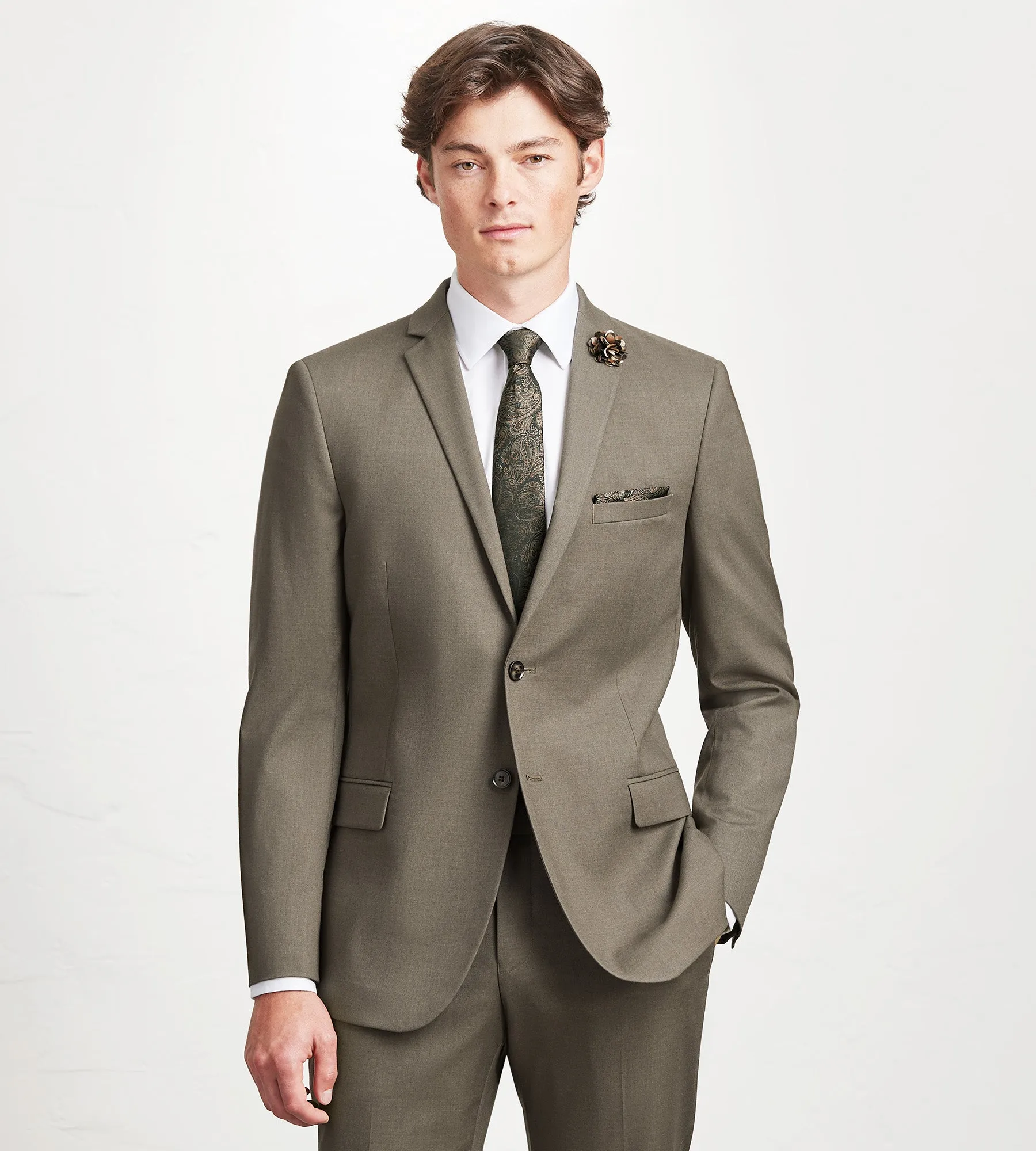Modern Fit Light Brown Solid Suit sold by Tip Top