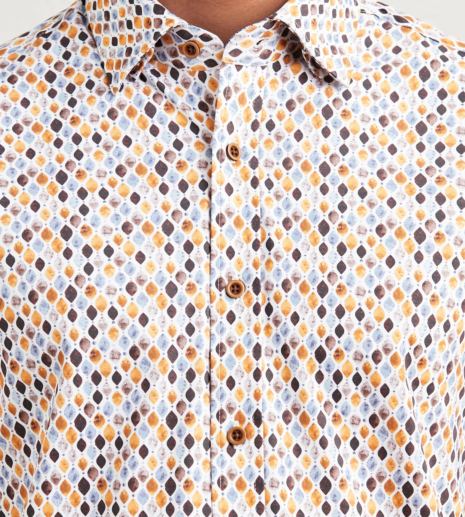 Modern Fit Long Sleeve Diamond Pattern 360 Stretch Casual Shirt sold by Tip Top product image thumbnail 2