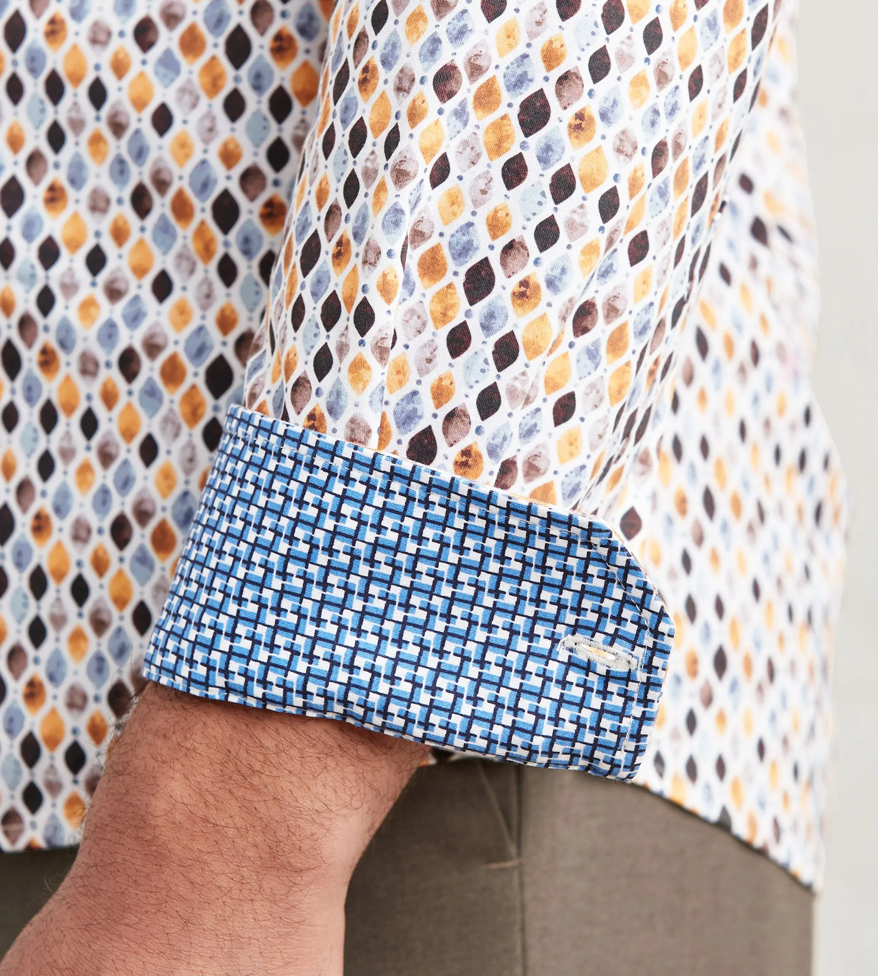 Modern Fit Long Sleeve Diamond Pattern 360 Stretch Casual Shirt sold by Tip Top product image thumbnail 4