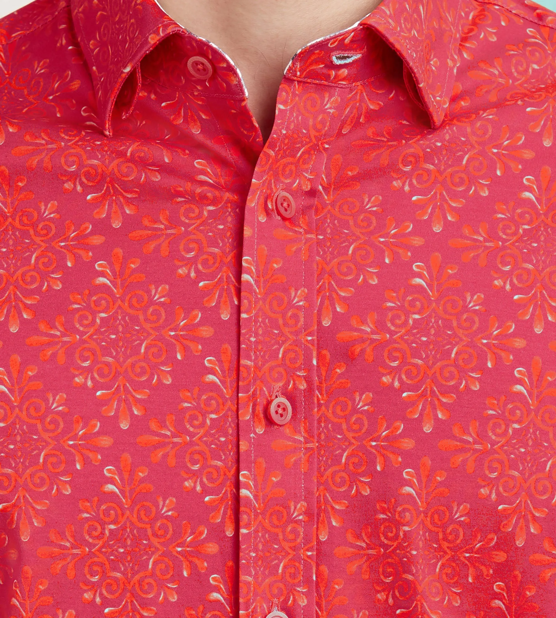 Modern Fit Long Sleeve Floral Pattern 360 Stretch Casual Shirt sold by Tip Top product image thumbnail 2