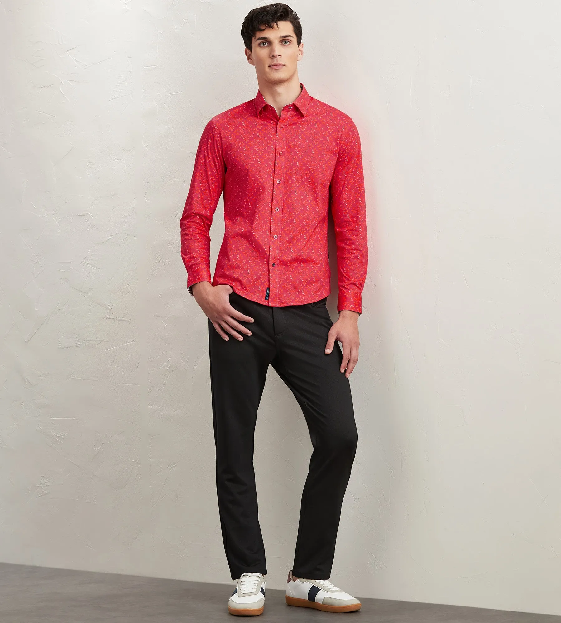 Modern Fit Long Sleeve Floral Pattern 360 Stretch Casual Shirt sold by Tip Top product image thumbnail 5