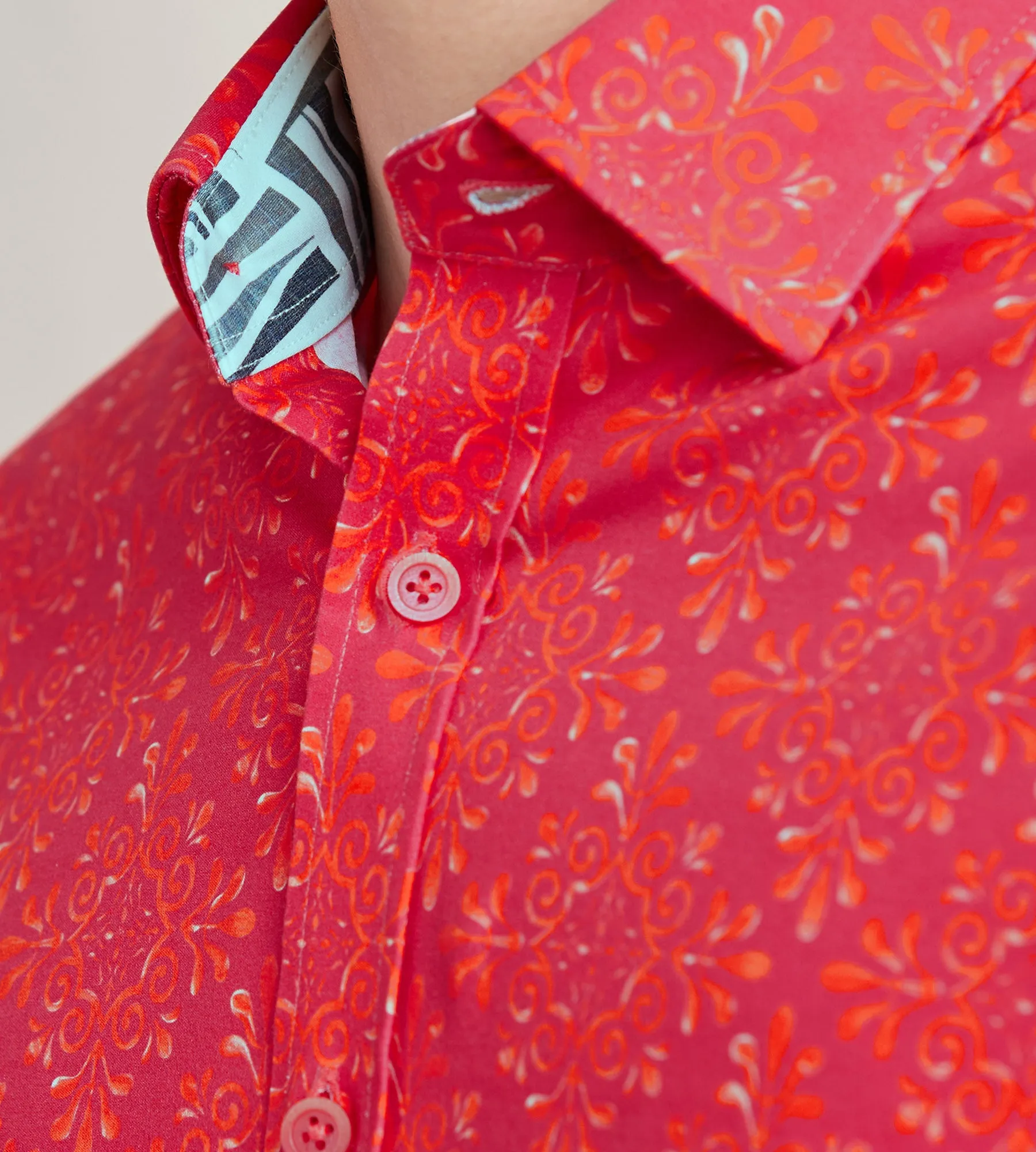 Modern Fit Long Sleeve Floral Pattern 360 Stretch Casual Shirt sold by Tip Top product image thumbnail 3