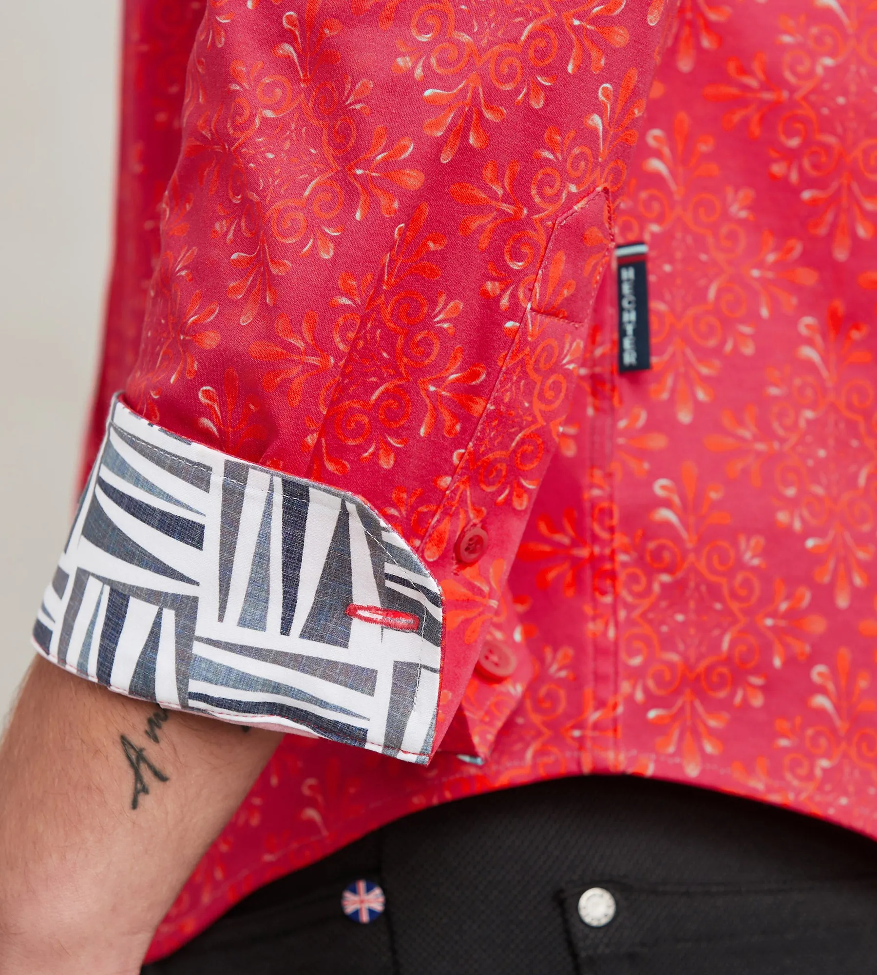 Modern Fit Long Sleeve Floral Pattern 360 Stretch Casual Shirt sold by Tip Top product image thumbnail 4