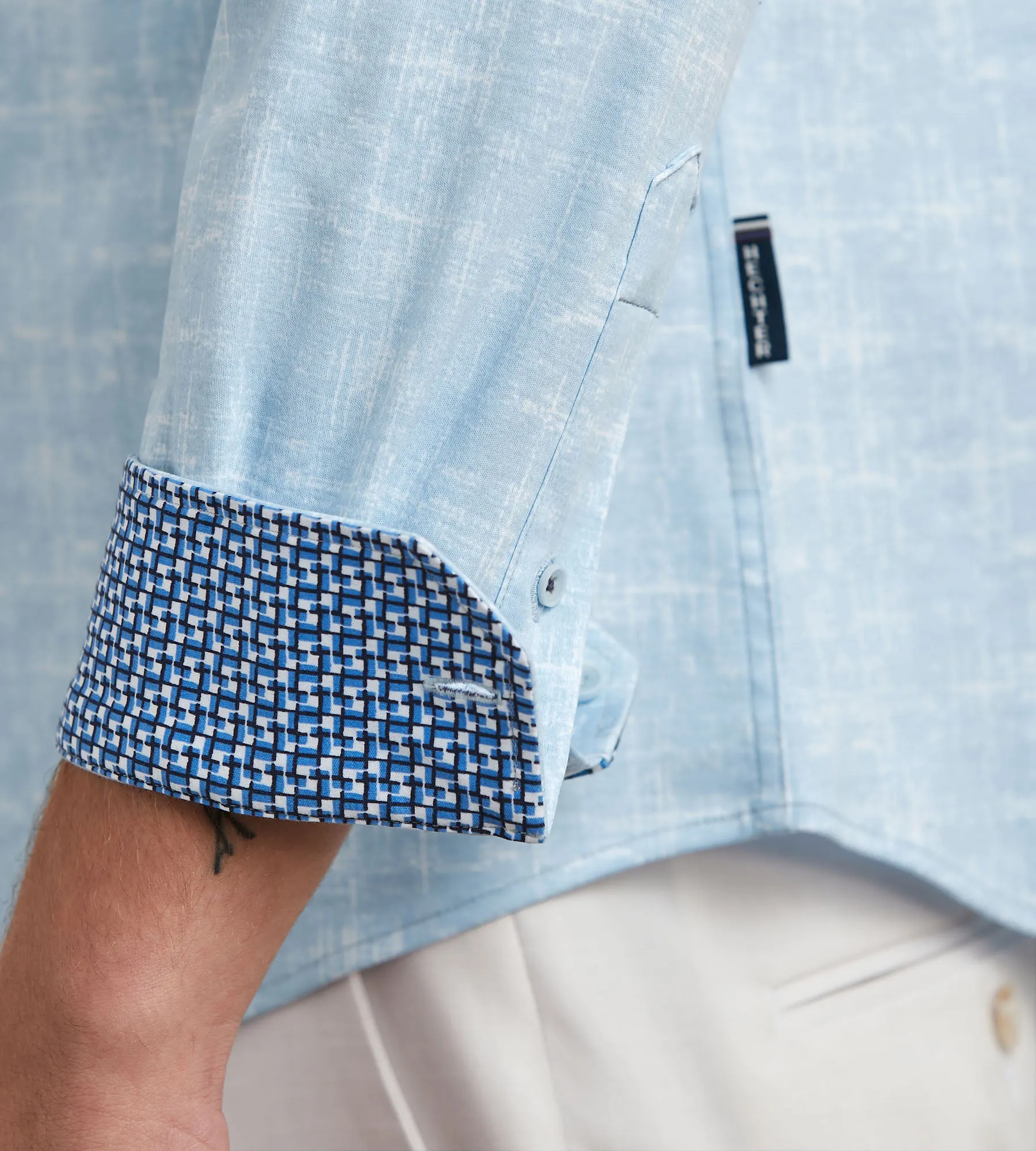 Modern Fit Long Sleeve Textured Pattern 360 Stretch Casual Shirt sold by Tip Top product image thumbnail 4