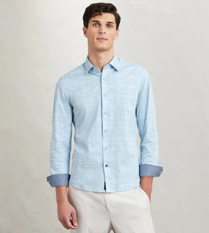 Modern Fit Long Sleeve Textured Pattern 360 Stretch Casual Shirt sold by Tip Top