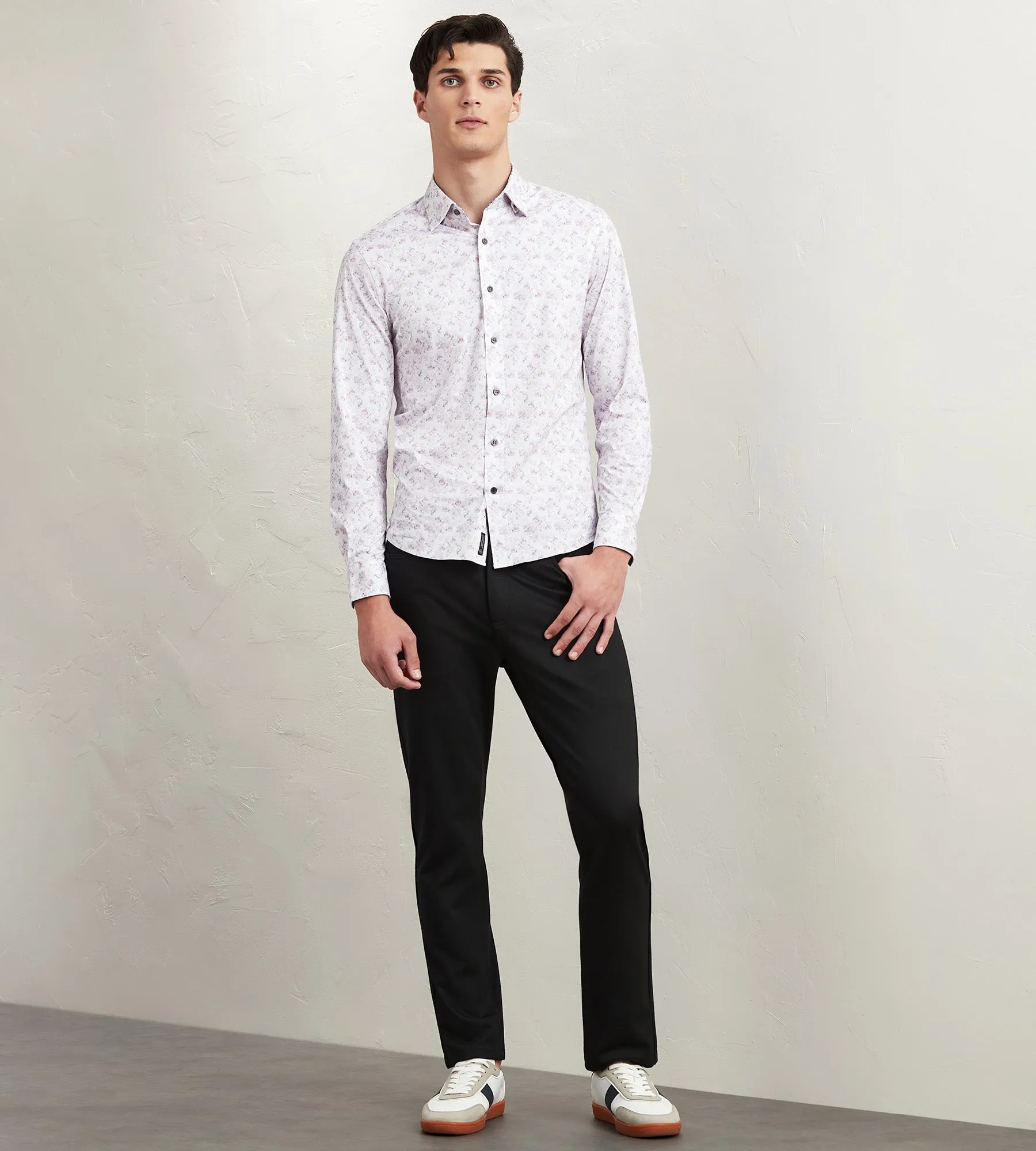 Modern Fit Long Sleeve Geo Pattern 360 Stretch Casual Shirt sold by Tip Top product image thumbnail 5