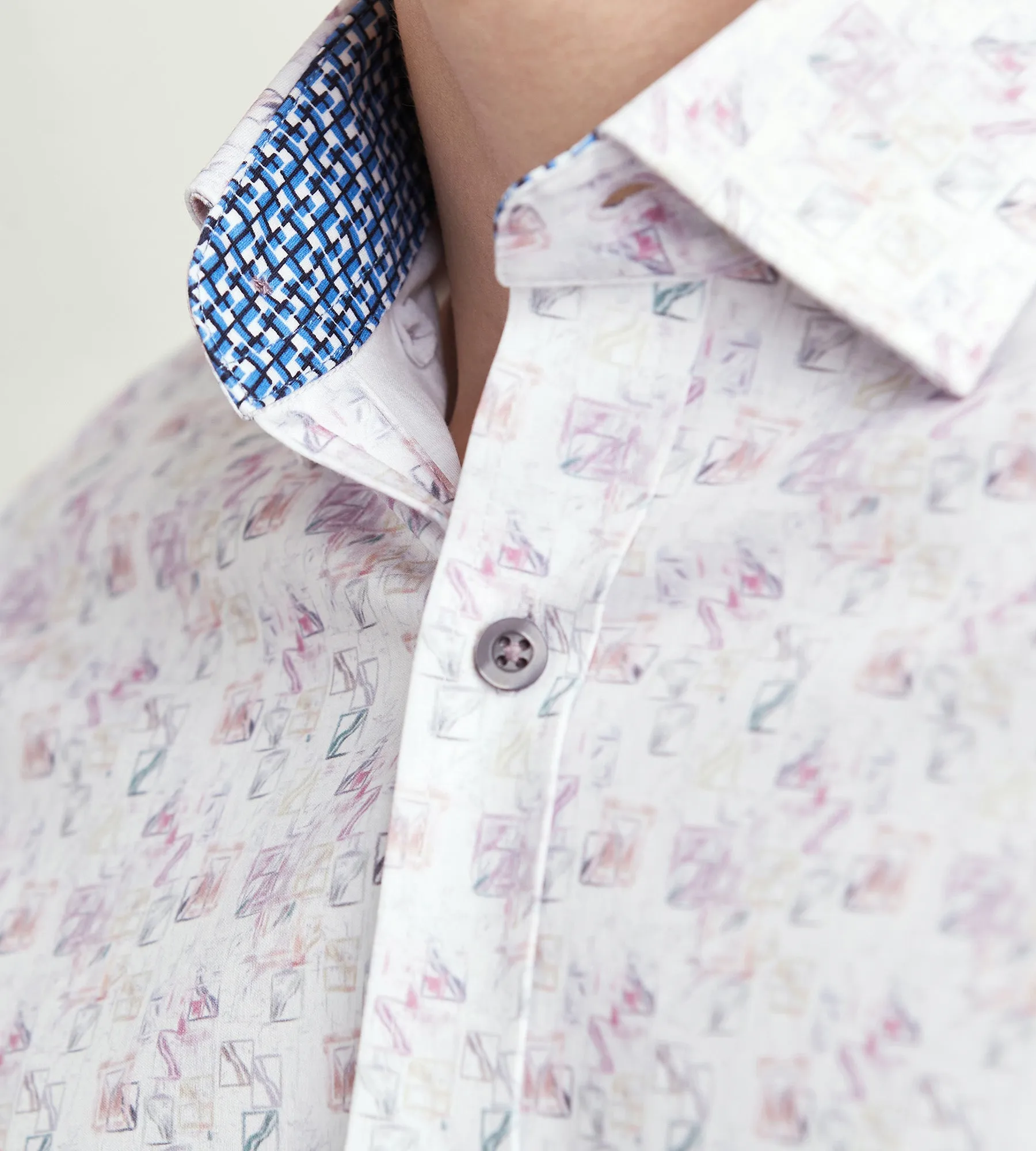 Modern Fit Long Sleeve Geo Pattern 360 Stretch Casual Shirt sold by Tip Top product image thumbnail 3