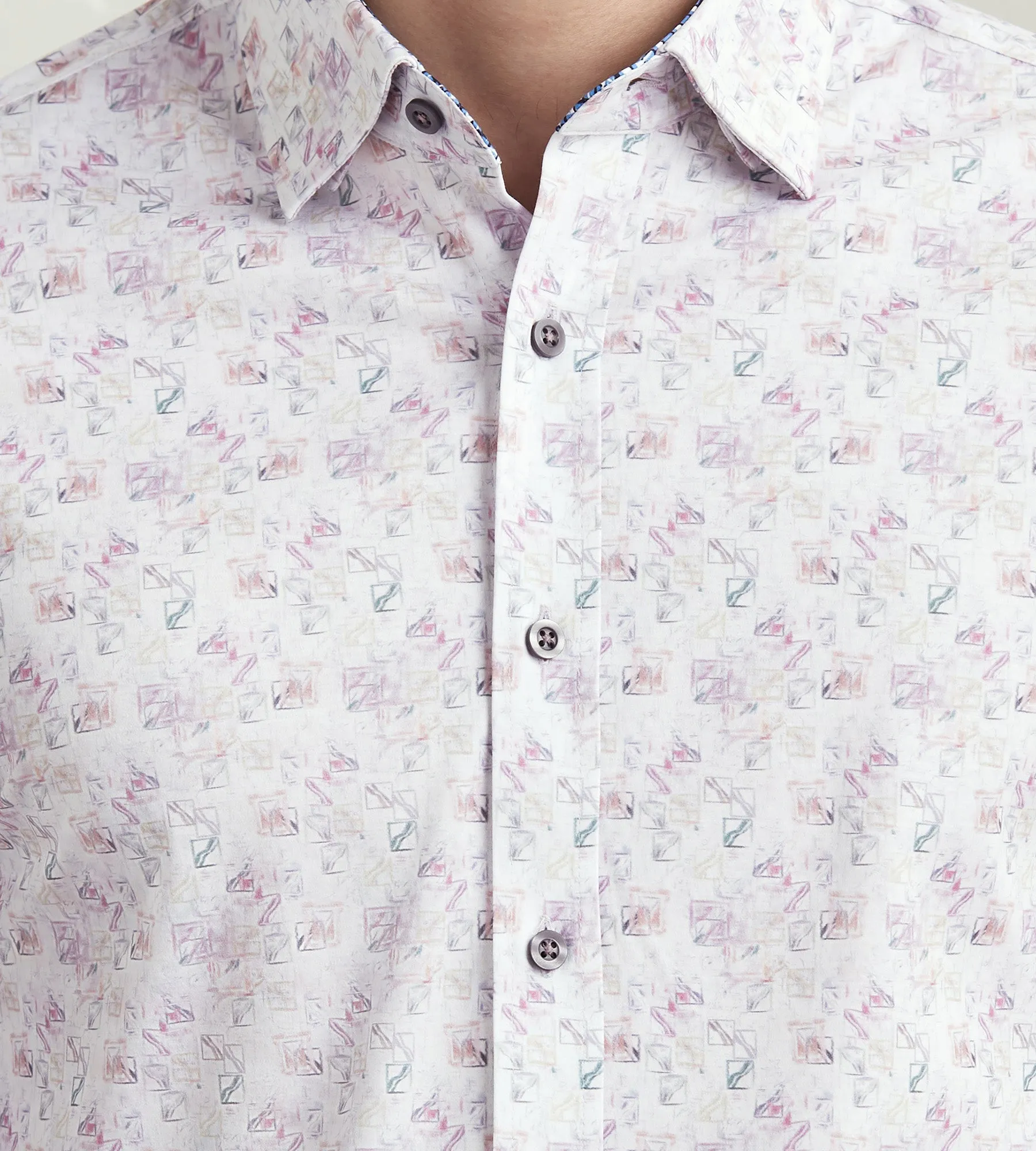 Modern Fit Long Sleeve Geo Pattern 360 Stretch Casual Shirt sold by Tip Top product image thumbnail 2