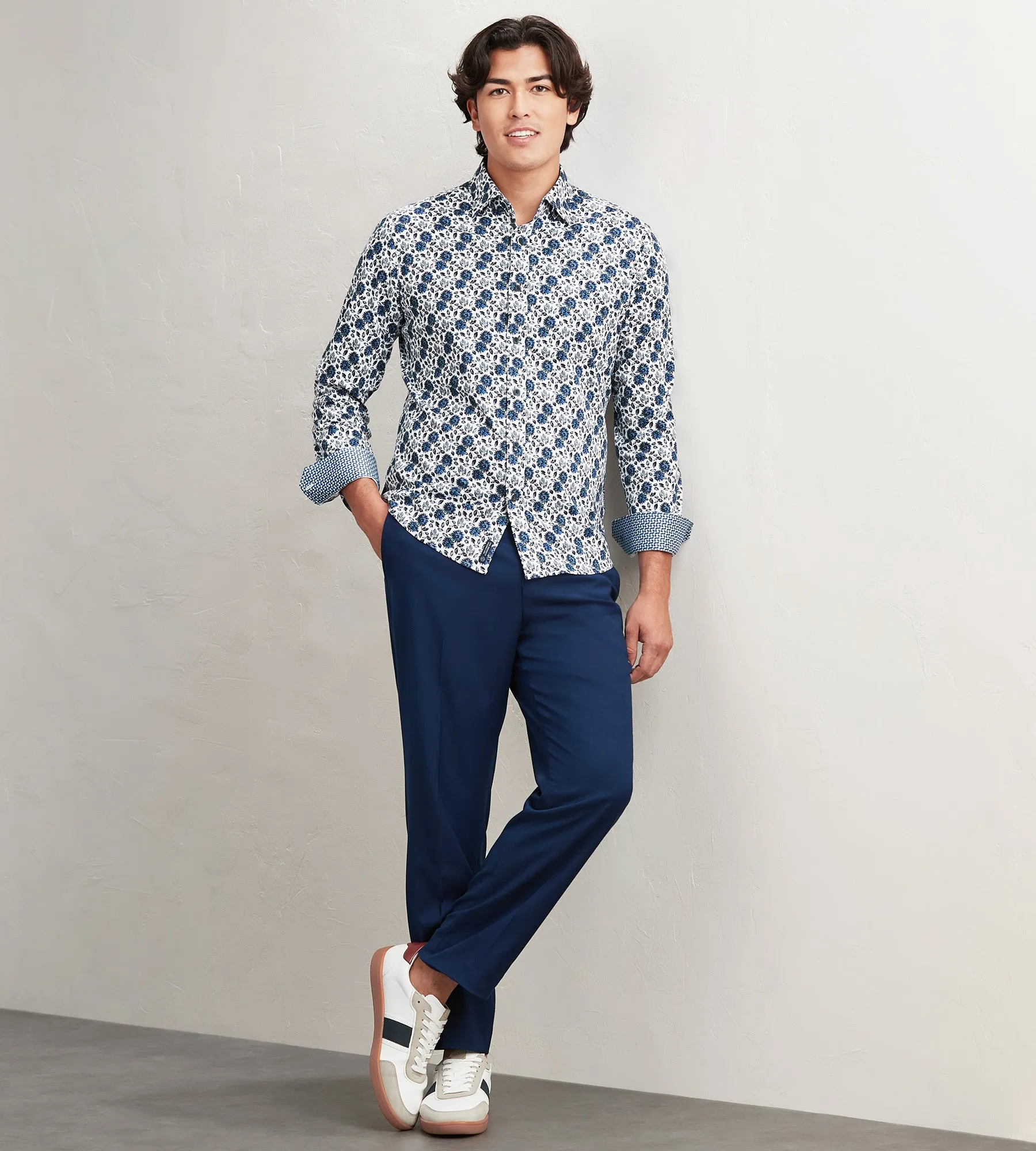 Modern Fit Long Sleeve Floral Pattern 360 Stretch Casual Shirt sold by Tip Top product image thumbnail 5