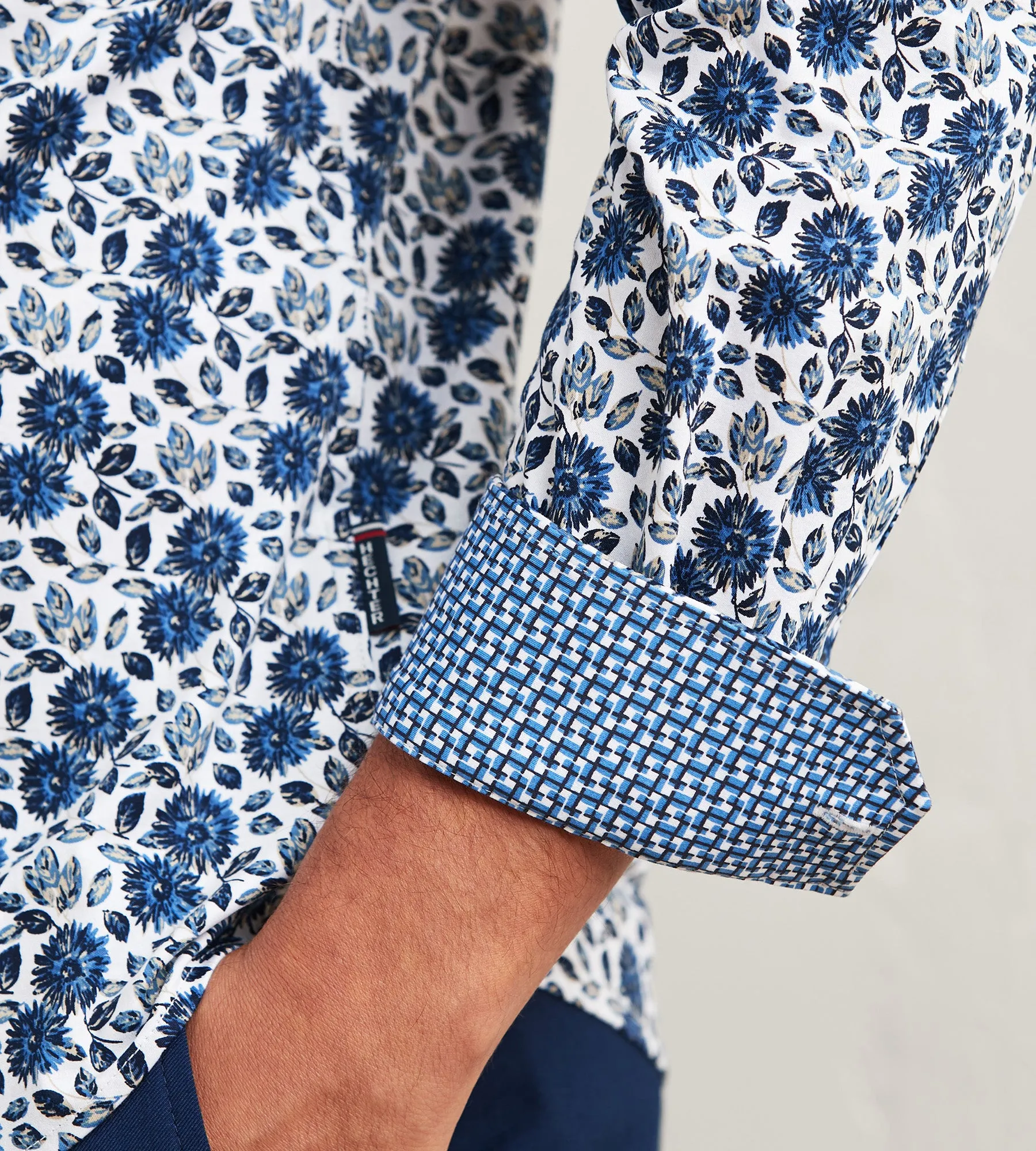 Modern Fit Long Sleeve Floral Pattern 360 Stretch Casual Shirt sold by Tip Top product image thumbnail 4