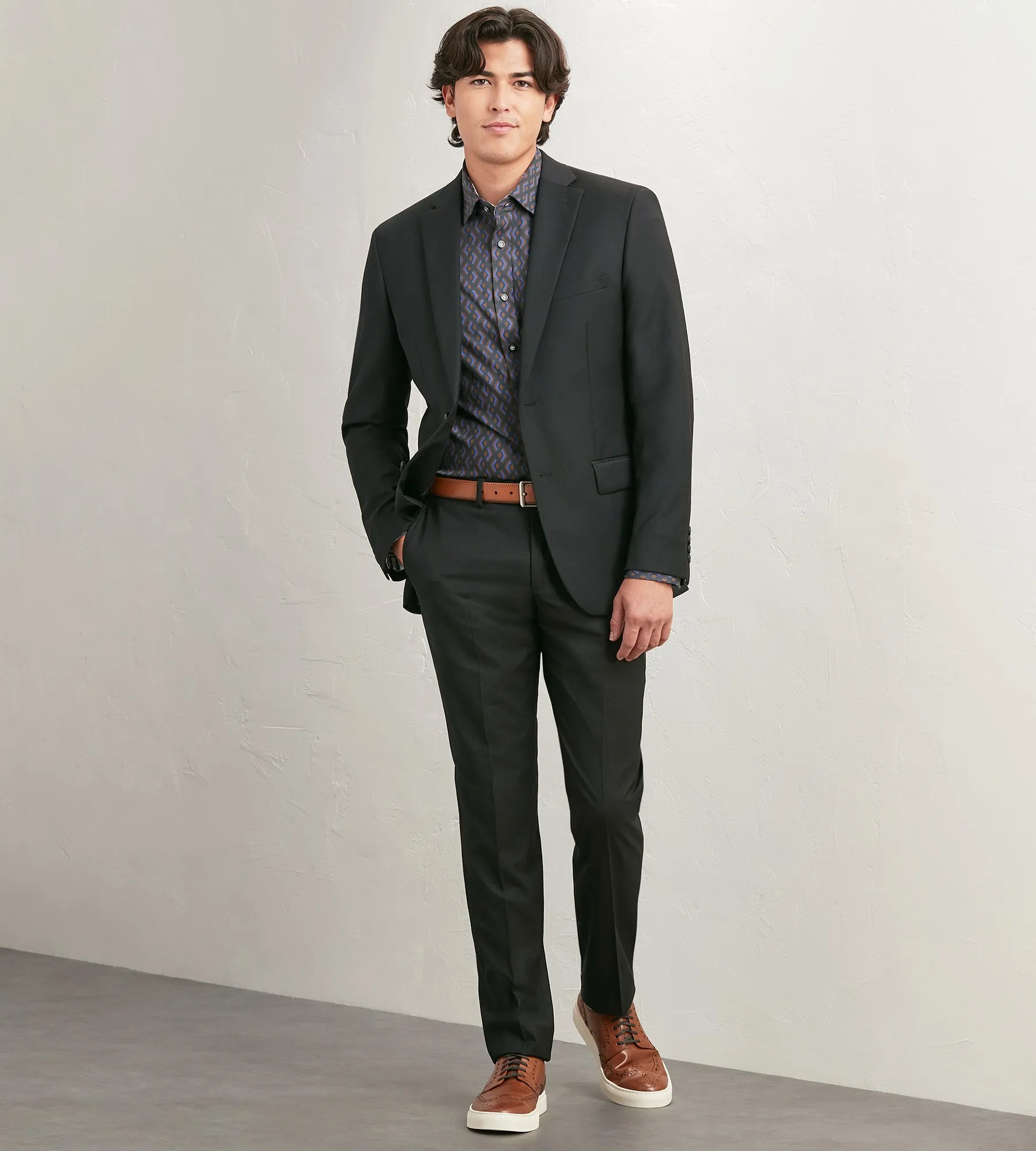 Modern Fit Long Sleeve Geo Pattern 360 Stretch Casual Shirt sold by Tip Top product image thumbnail 4