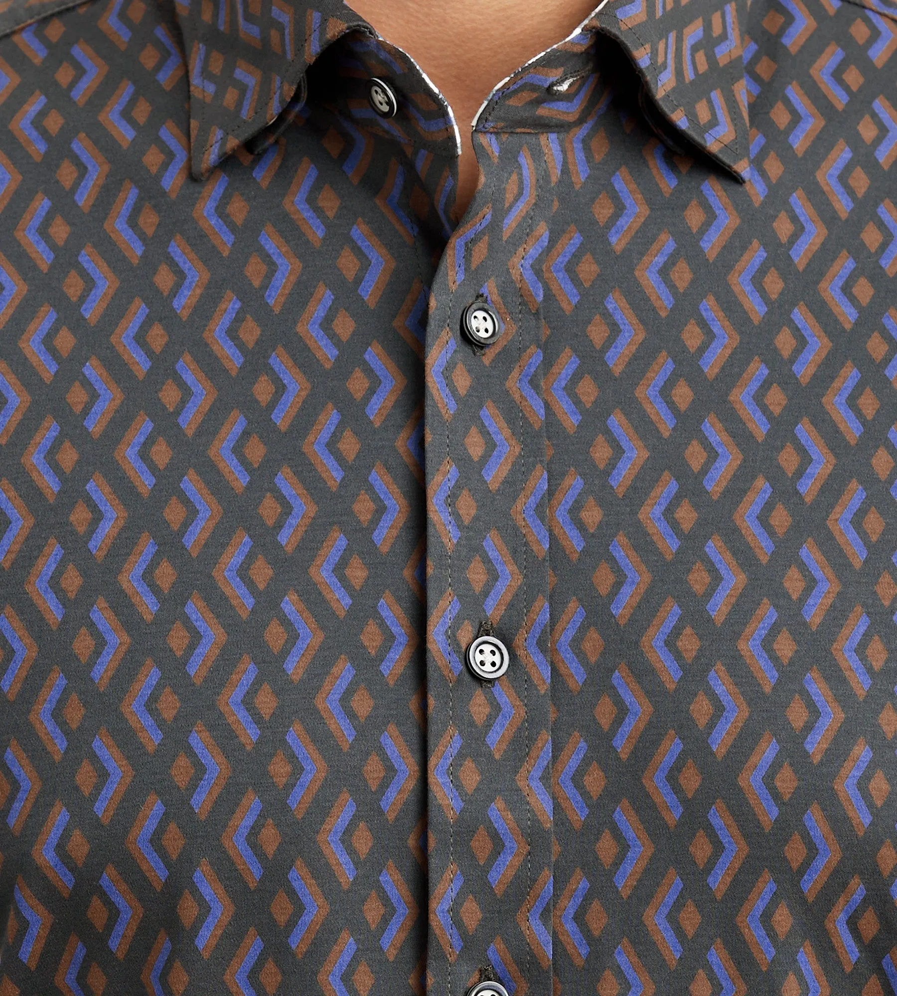 Modern Fit Long Sleeve Geo Pattern 360 Stretch Casual Shirt sold by Tip Top product image thumbnail 2