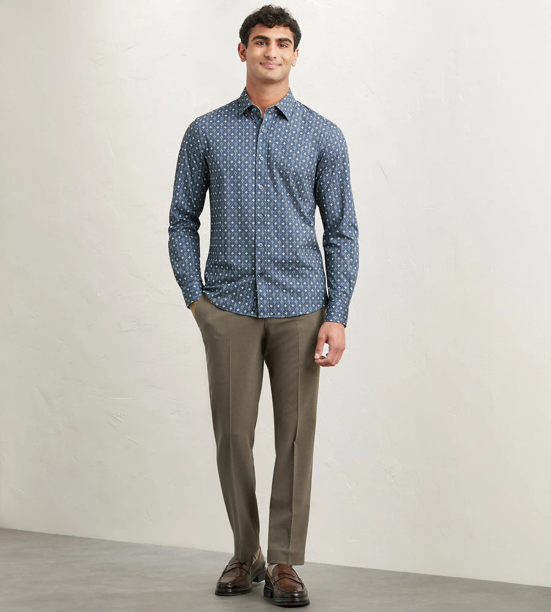 Modern Fit Long Sleeve Floral Pattern 360 Stretch Casual Shirt sold by Tip Top product image thumbnail 4