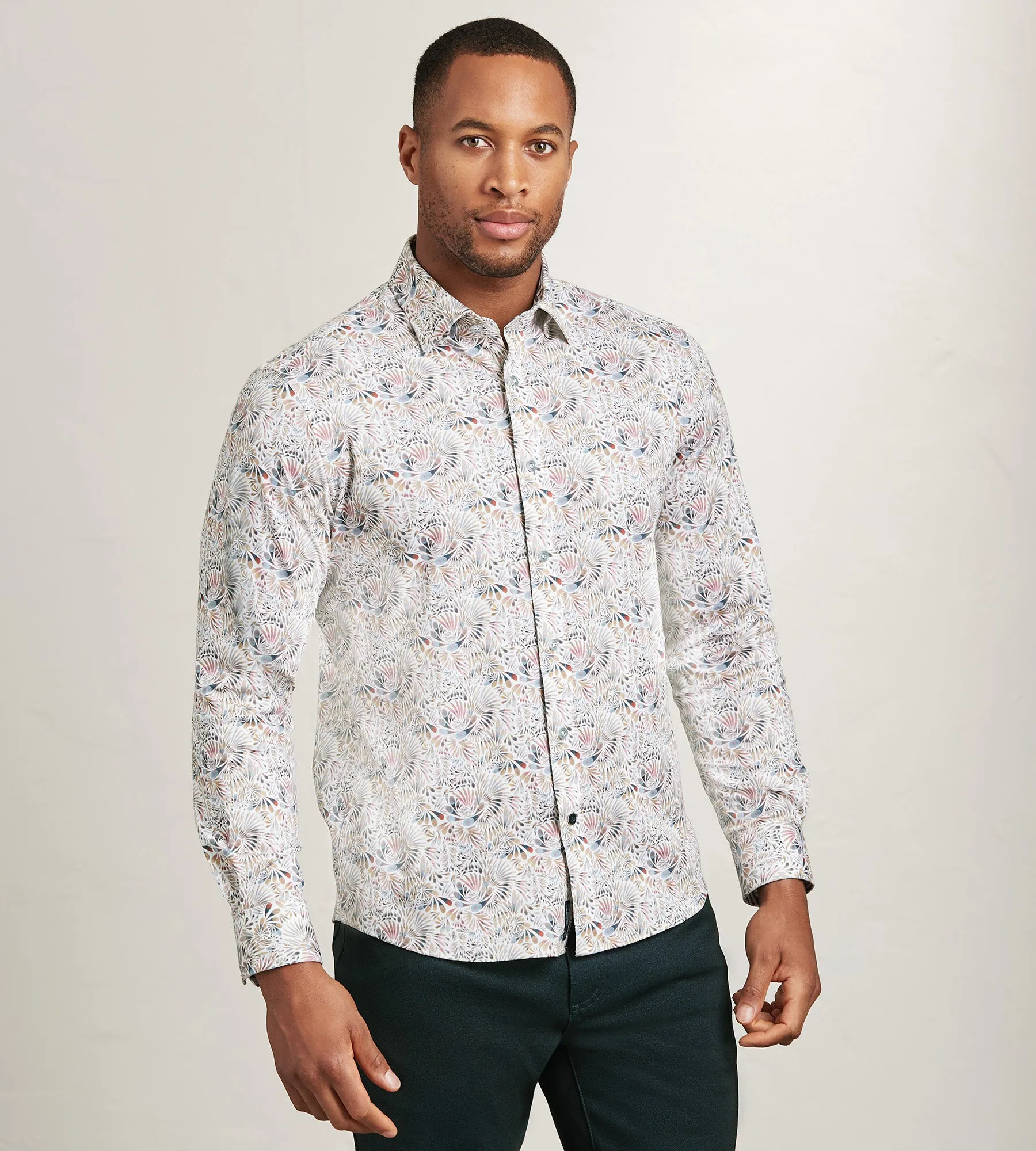 Modern Fit Long Sleeve Paisley Pattern 360 Stretch Casual Shirt sold by Tip Top
