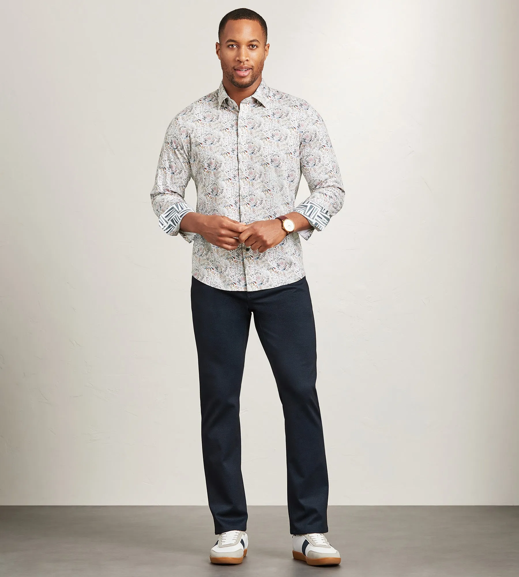 Modern Fit Long Sleeve Paisley Pattern 360 Stretch Casual Shirt sold by Tip Top product image thumbnail 5