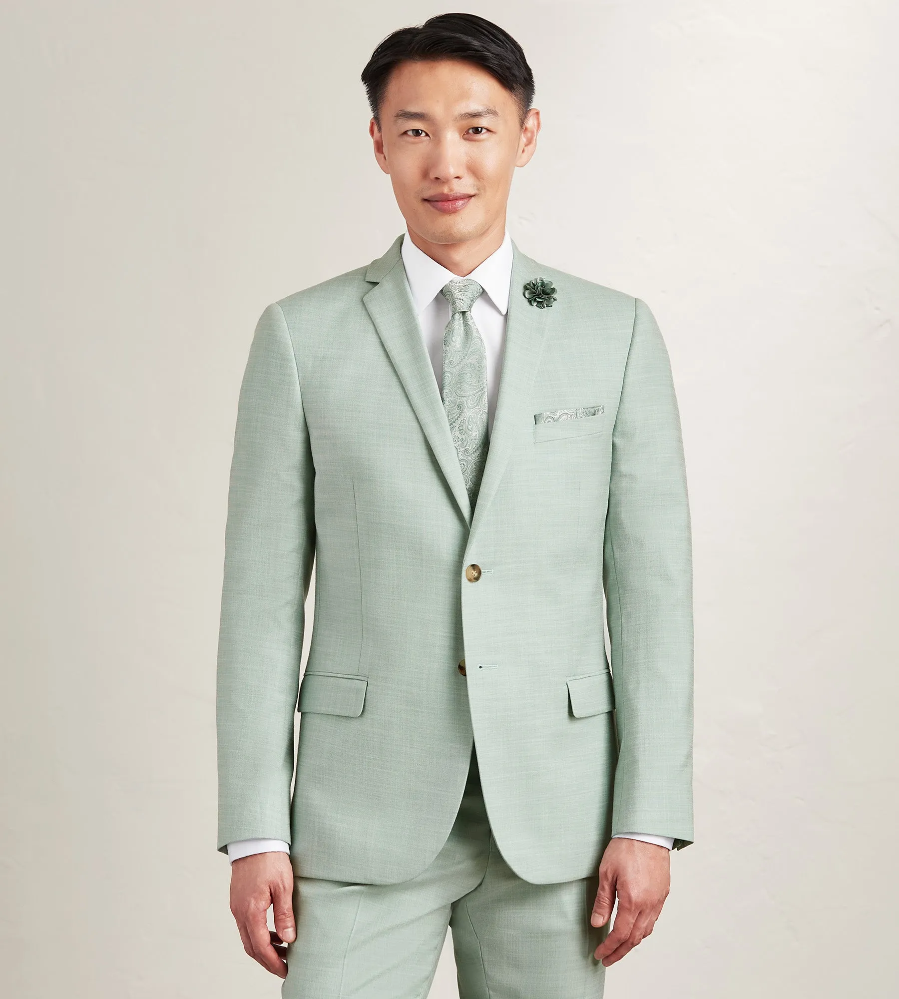 Modern Fit Pale Green Solid Suit Jacket sold by Tip Top