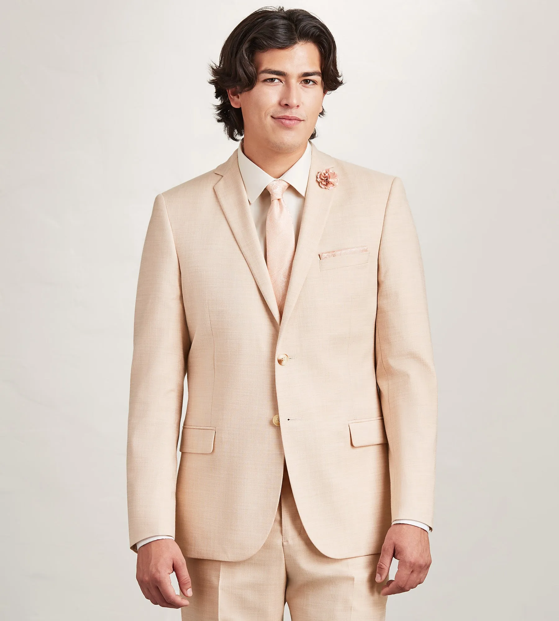 Modern Fit Pale Peach Solid Suit sold by Tip Top