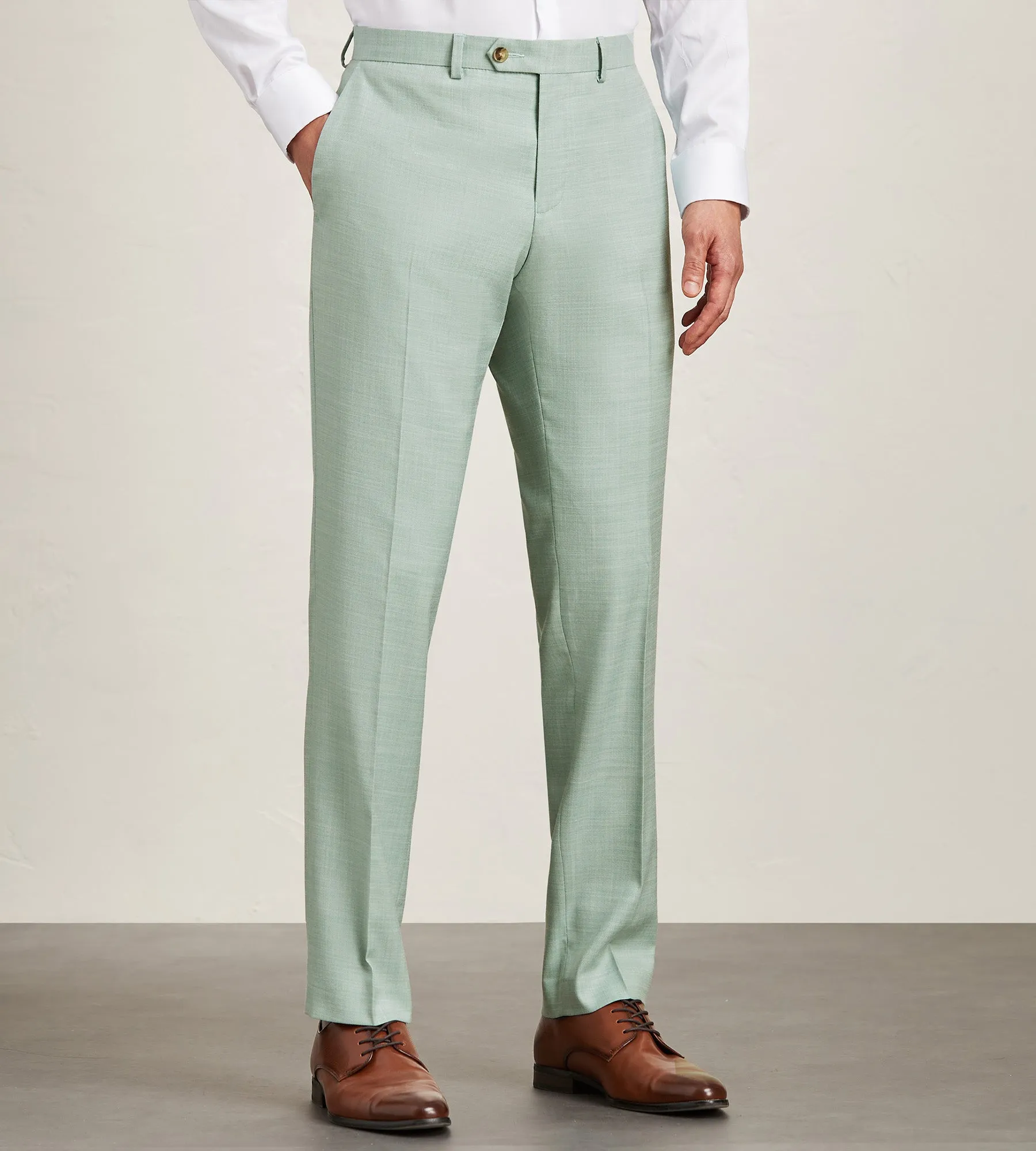 Slim Fit Pale Green Solid Suit Pants sold by Tip Top