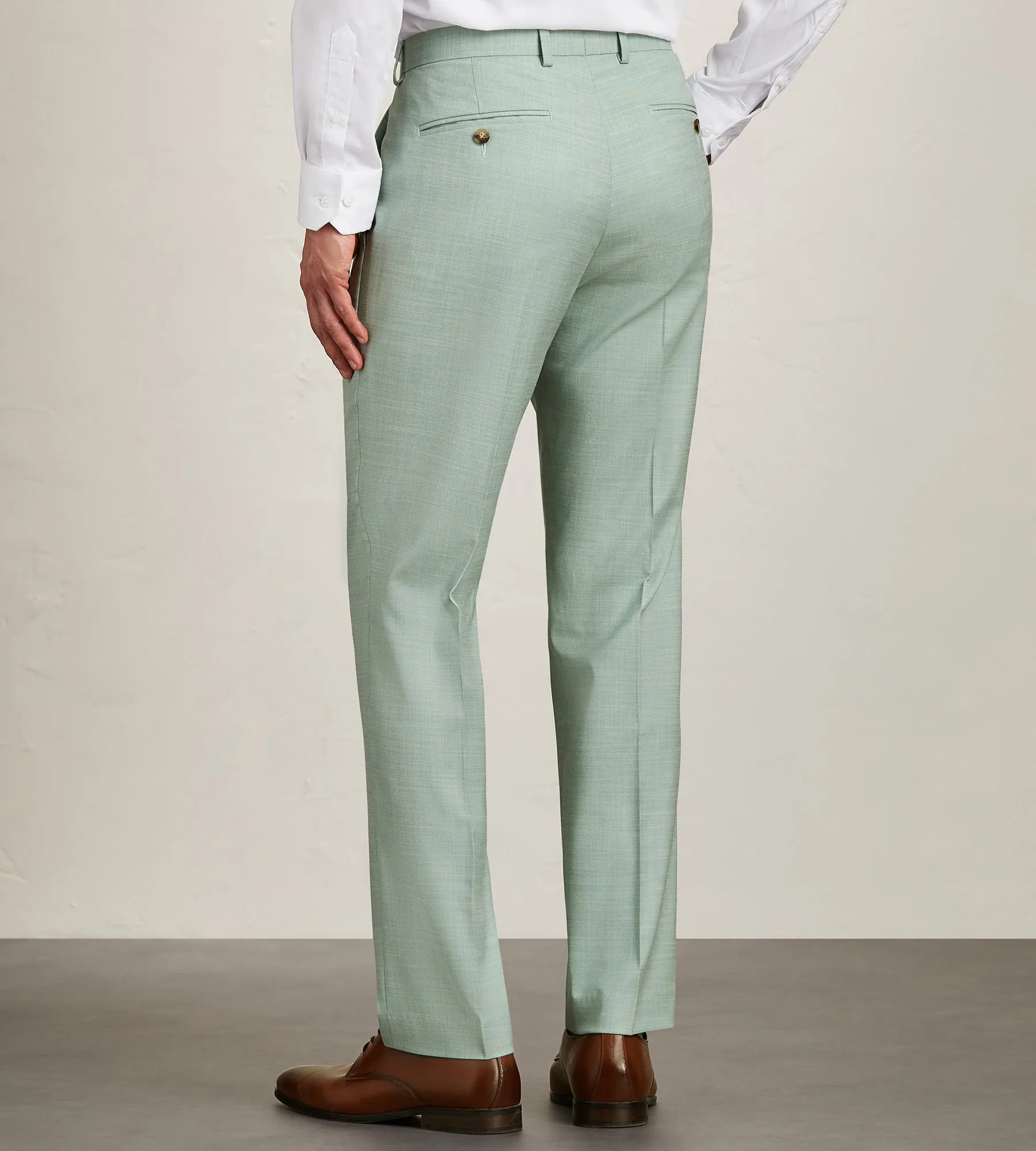Slim Fit Pale Green Solid Suit Pants sold by Tip Top product image thumbnail 3