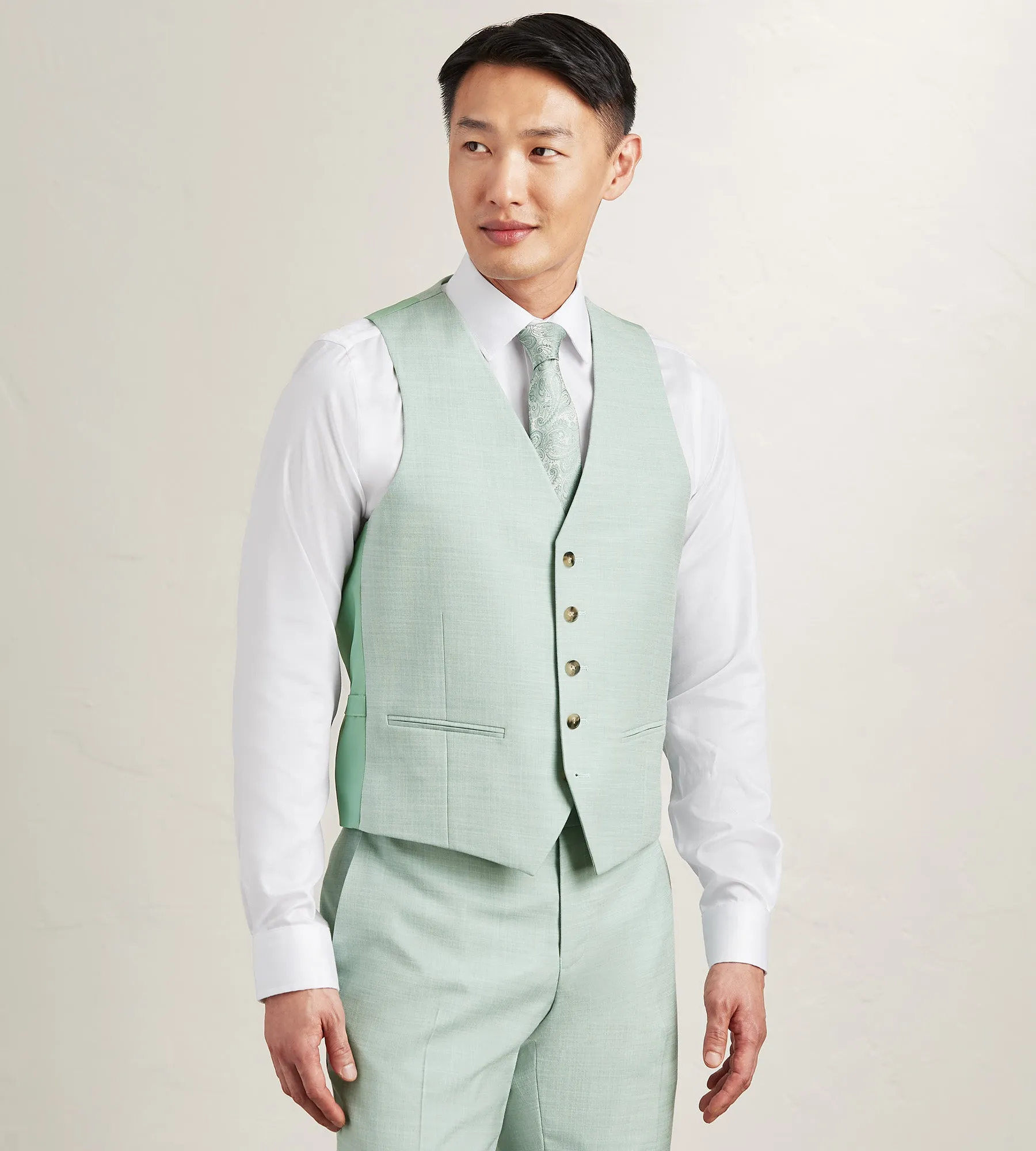 Pale Green Solid Suit Vest sold by Tip Top