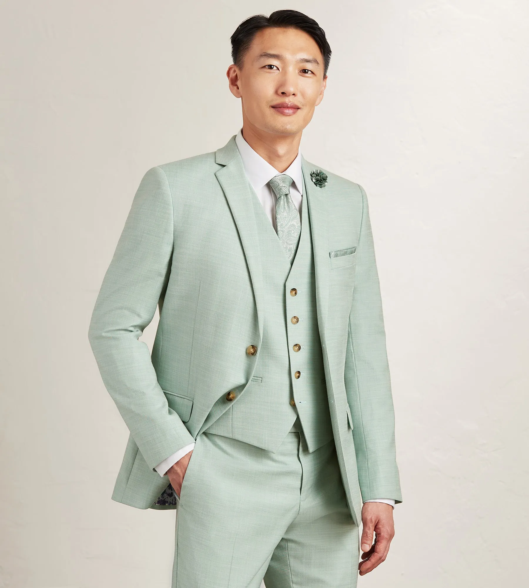 Pale Green Solid Suit Vest sold by Tip Top product image thumbnail 4
