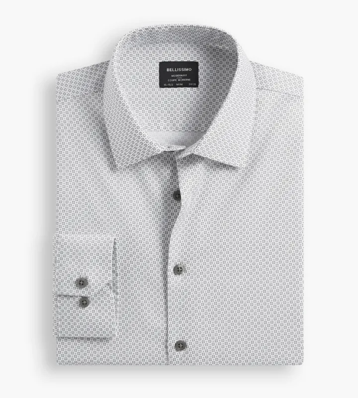Modern Fit Non-Iron Printed Sateen Dress Shirt sold by Tip Top