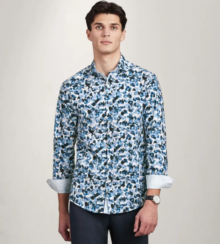 Modern Fit Long Sleeve Water Colour Casual Shirt sold by Tip Top