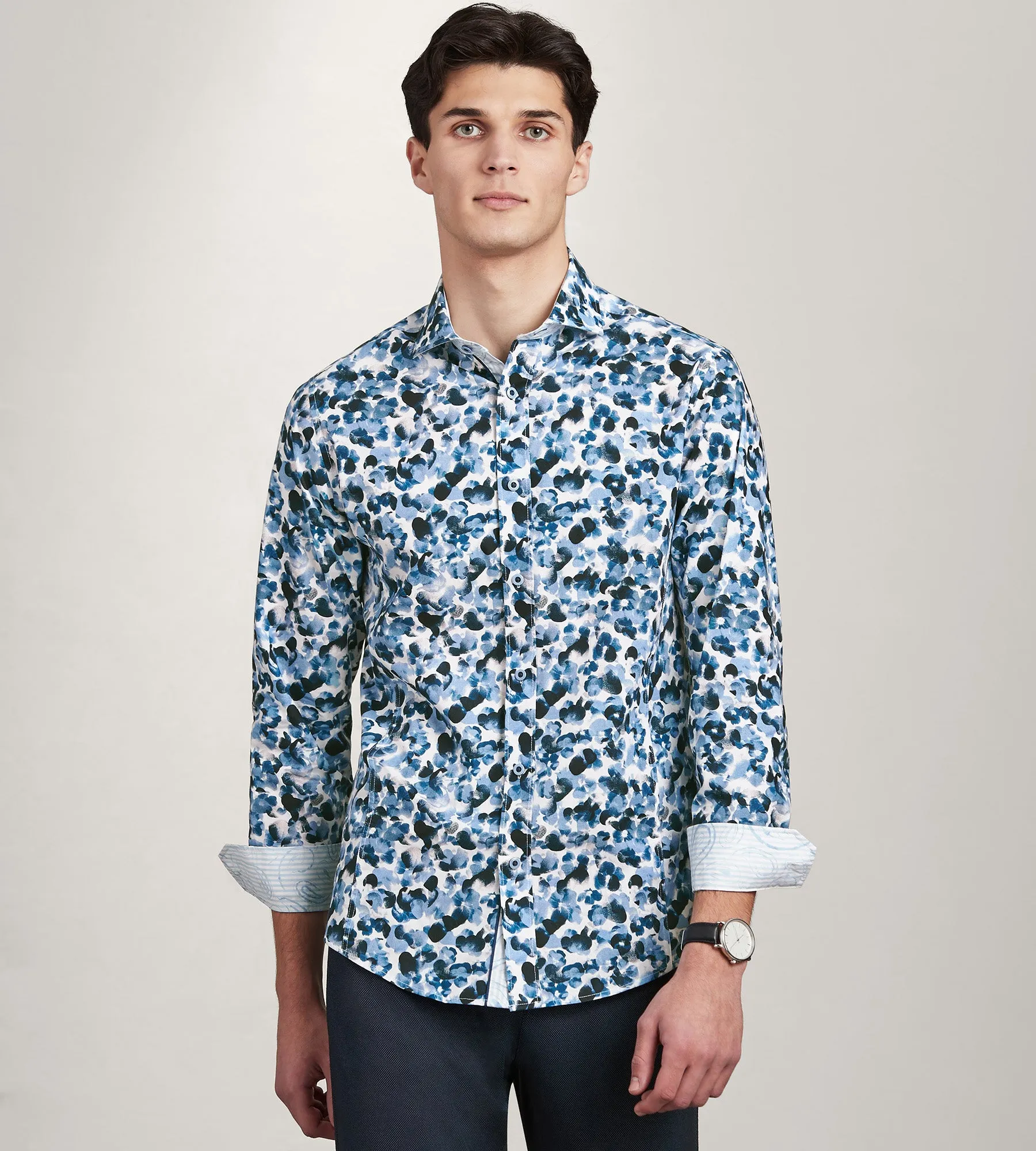 Modern Fit Long Sleeve Water Colour Casual Shirt sold by Tip Top