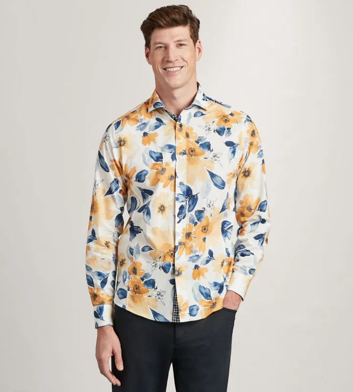 Modern Fit Long Sleeve Water Colour Casual Shirt sold by Tip Top