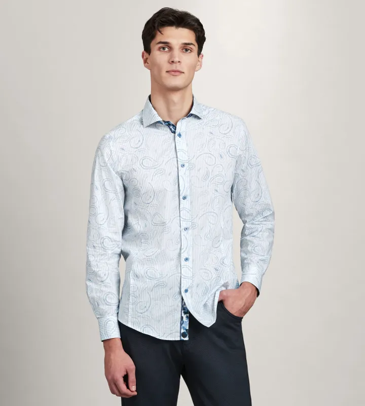 Modern Fit Long Sleeve Water Colour Casual Shirt sold by Tip Top