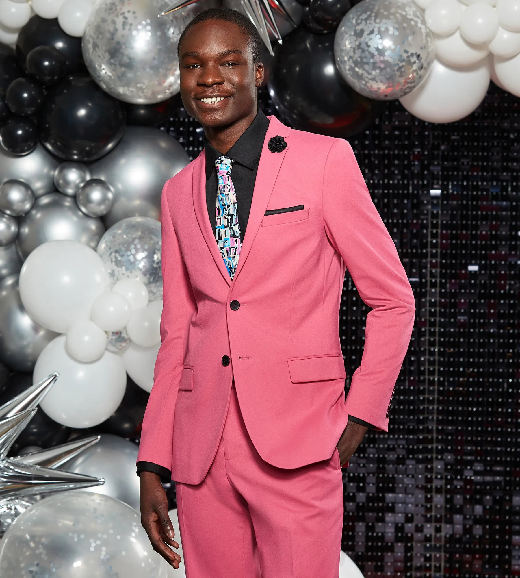 Slim Fit Bright Pink Solid Suit sold by Tip Top
