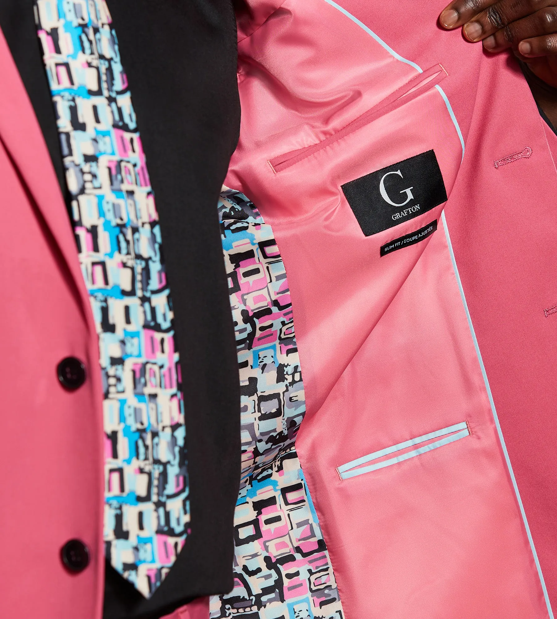 Slim Fit Bright Pink Solid Suit Jacket sold by Tip Top product image thumbnail 2