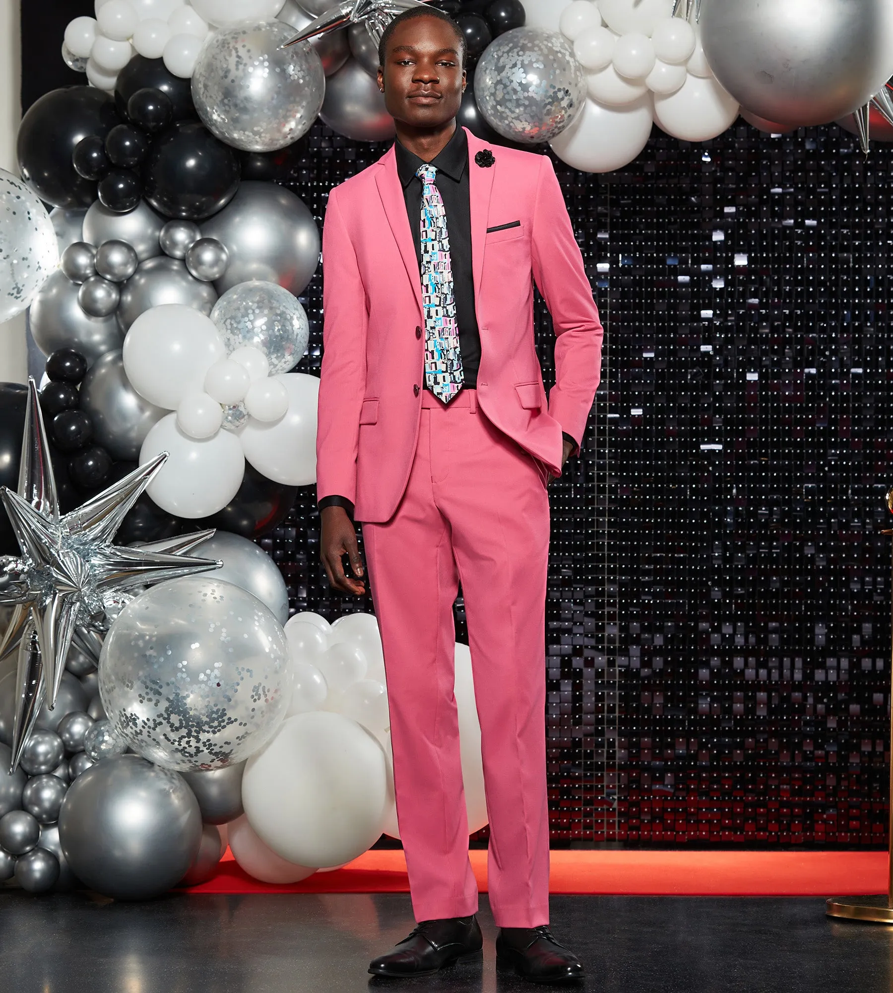 Slim Fit Bright Pink Solid Suit Jacket sold by Tip Top product image thumbnail 4