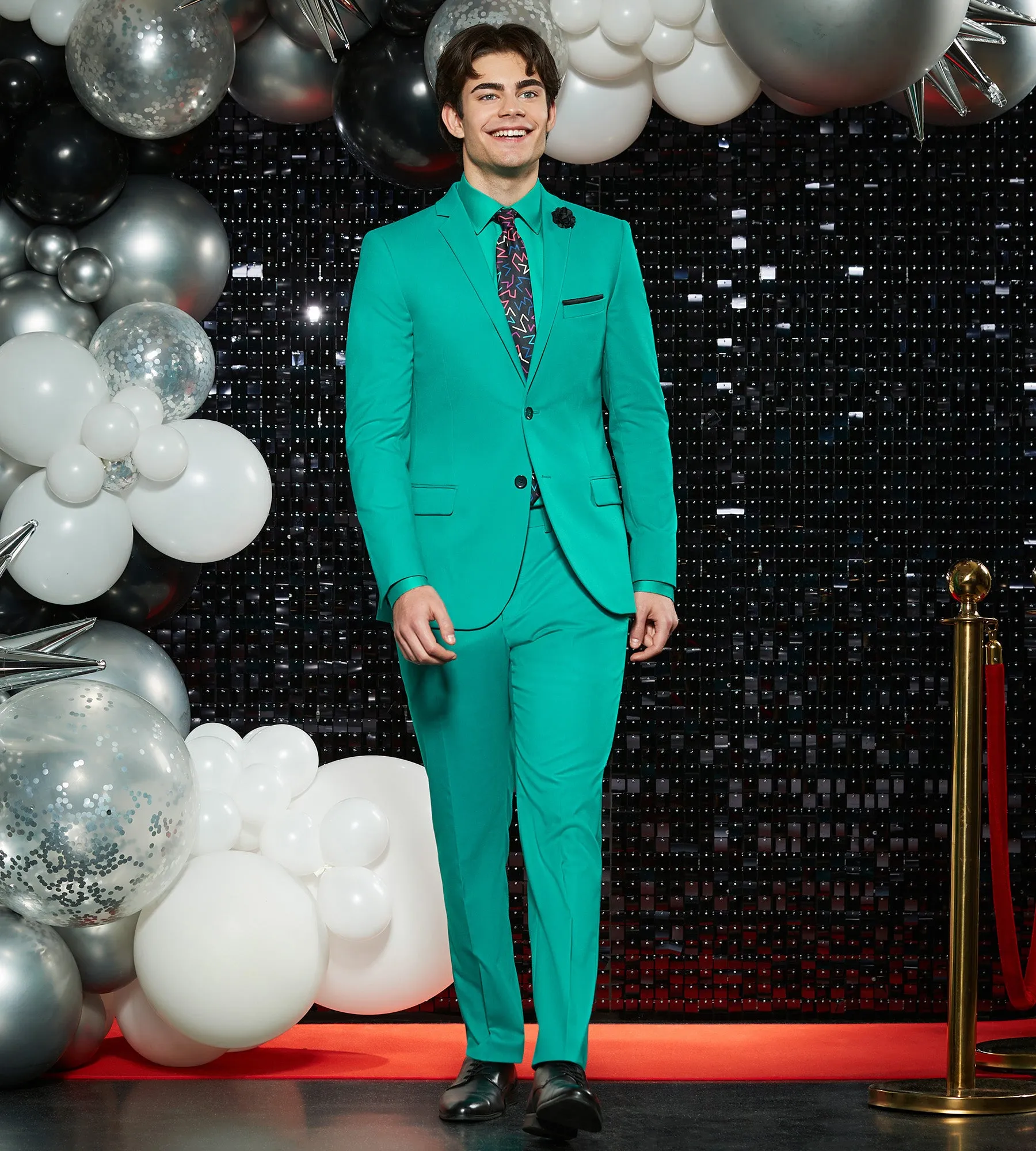 Slim Fit Bright Green Solid Suit sold by Tip Top product image thumbnail 4