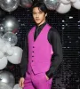 Bright Purple Solid Suit Vest sold by Tip Top