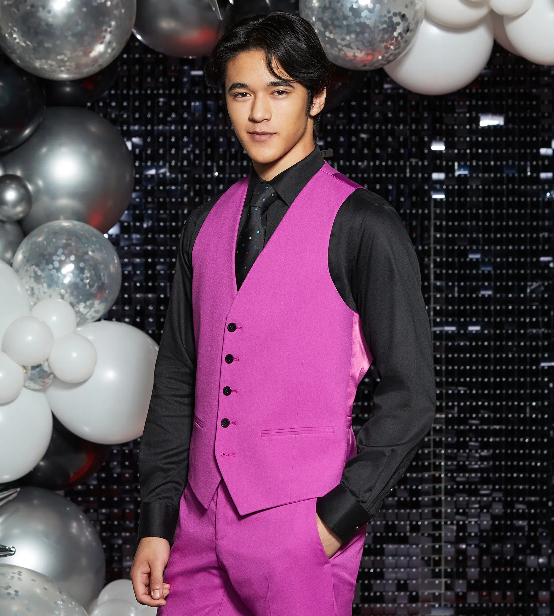 Bright Purple Solid Suit Vest sold by Tip Top