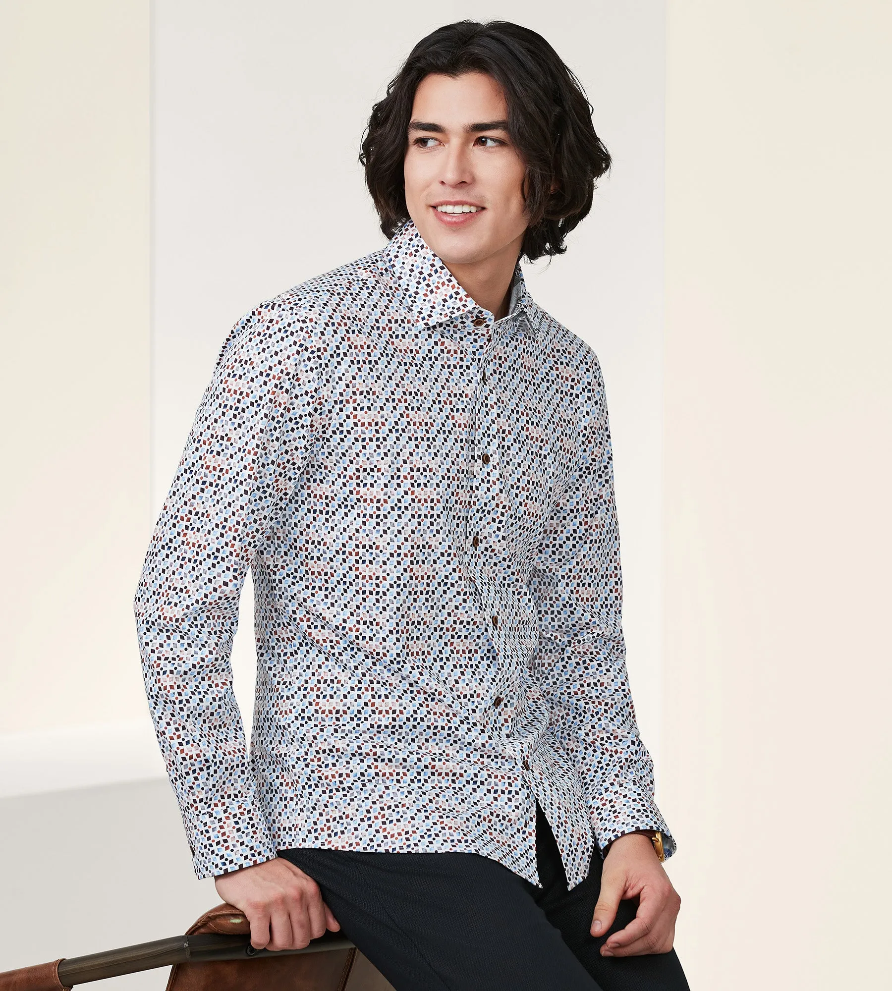 Modern Fit 360° Stretch Long Sleeve Printed Sport Shirt sold by Tip Top