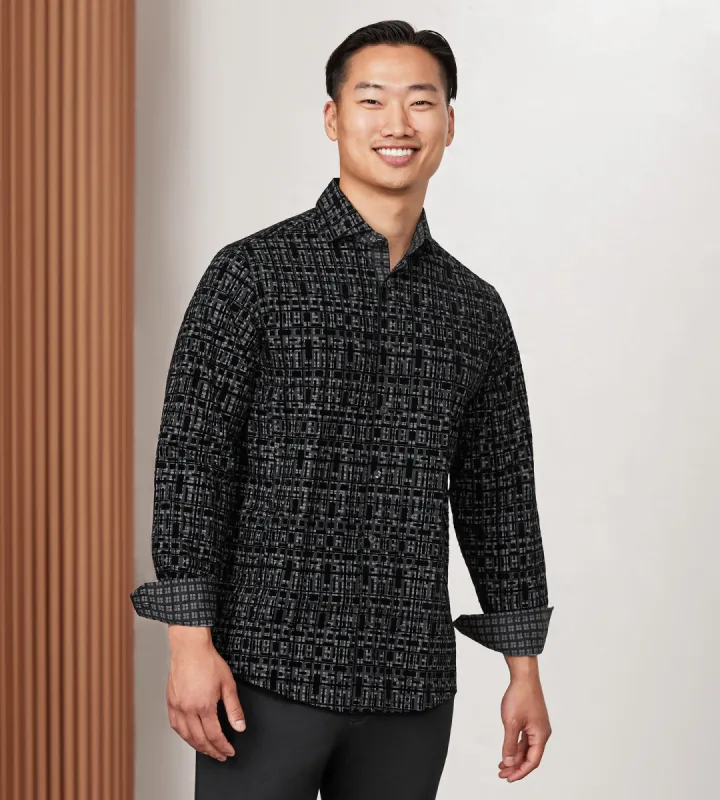 Long Sleeve Flocking Casual Shirt sold by Tip Top