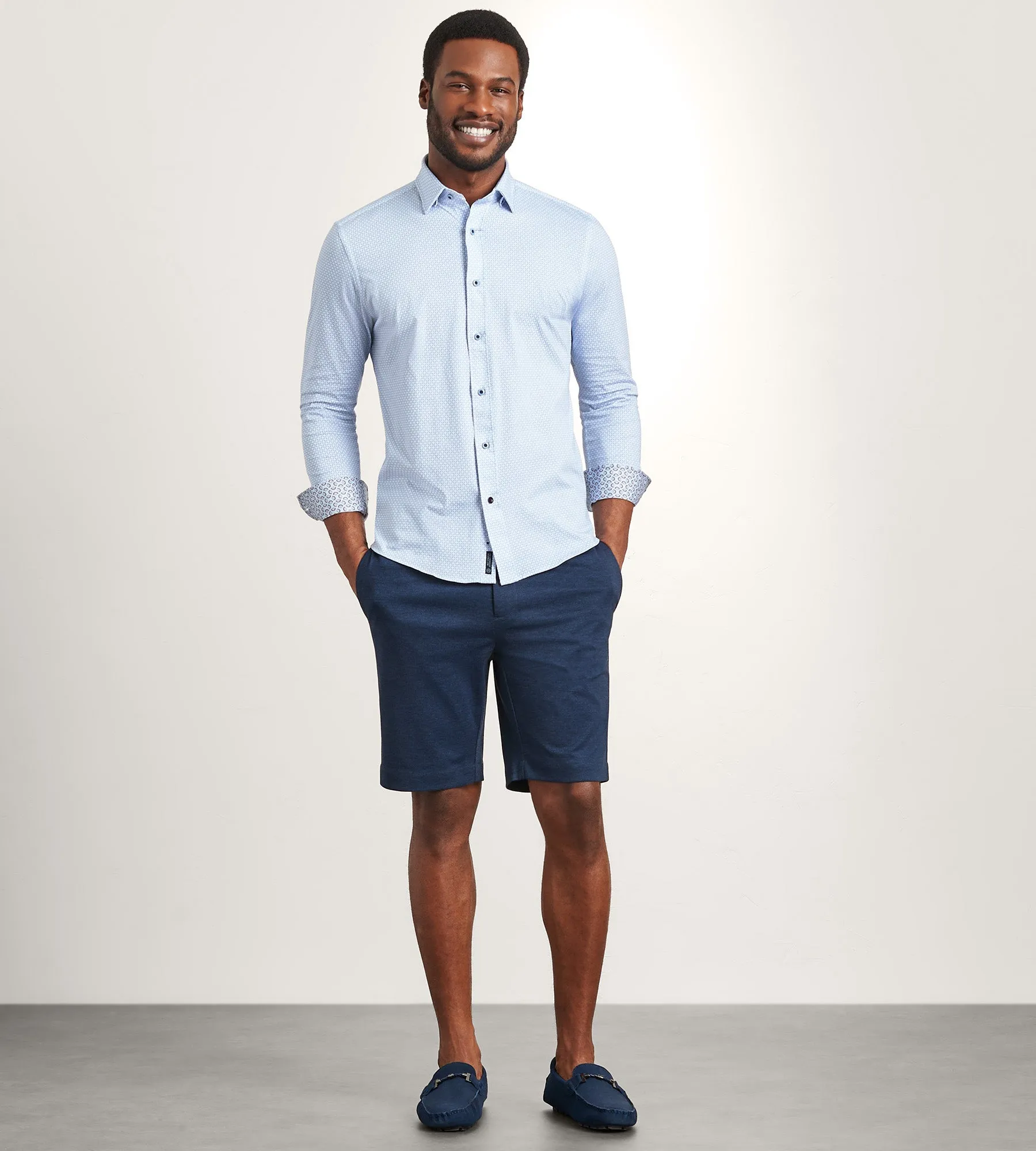 Long Sleeve Geo Pattern 360 Stretch Casual Shirt sold by Tip Top product image thumbnail 4