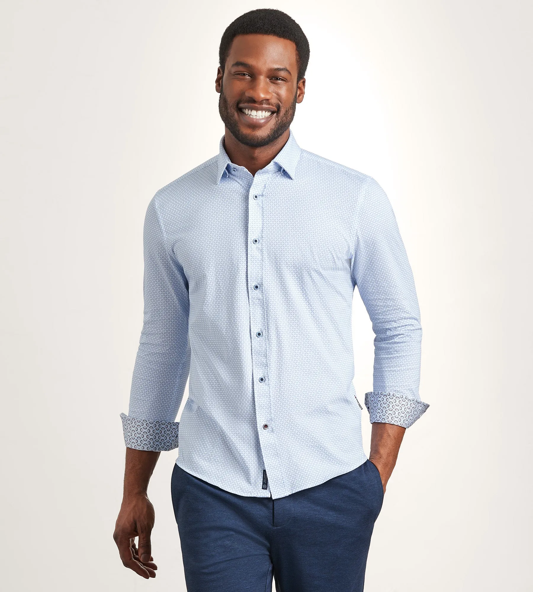 Long Sleeve Geo Pattern 360 Stretch Casual Shirt sold by Tip Top