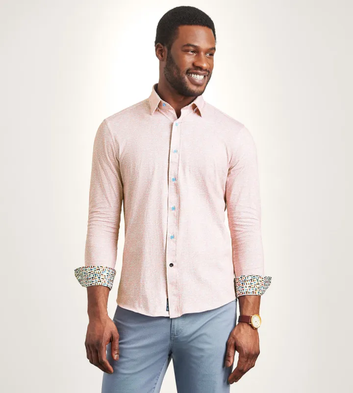 Modern Fit Long Sleeve Geo Pattern 360 Stretch Casual Shirt sold by Tip Top
