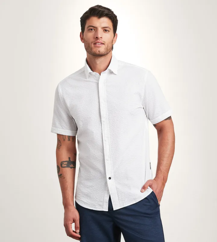 Modern Fit Short Sleeve Seersucker Casual Shirt sold by Tip Top