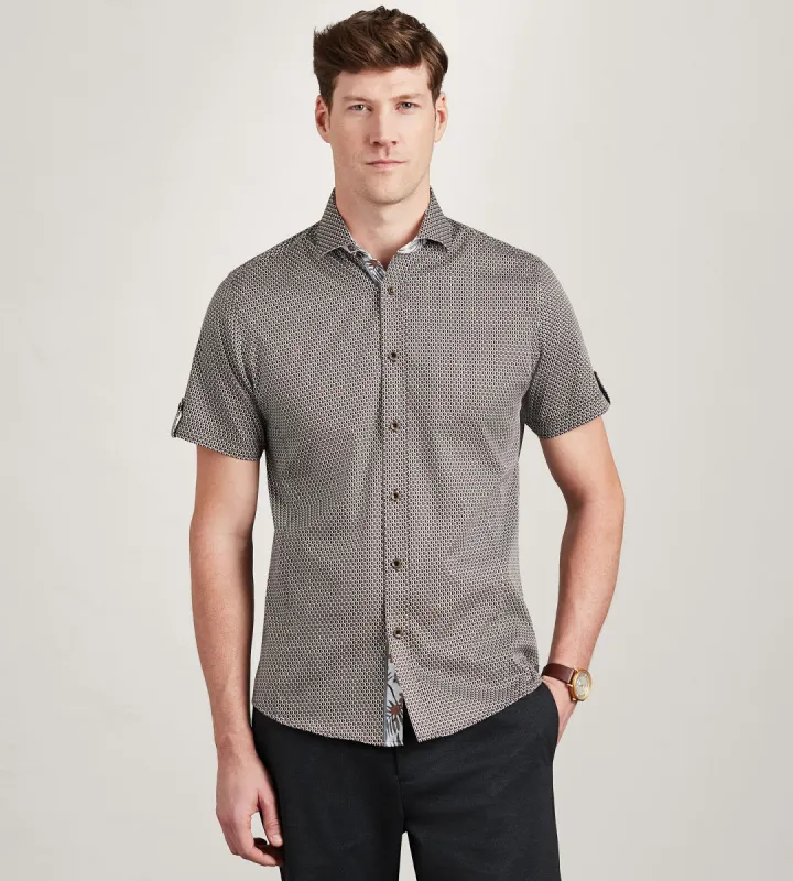 Modern Fit Short Sleeve Geo Pattern Casual Shirt sold by Tip Top