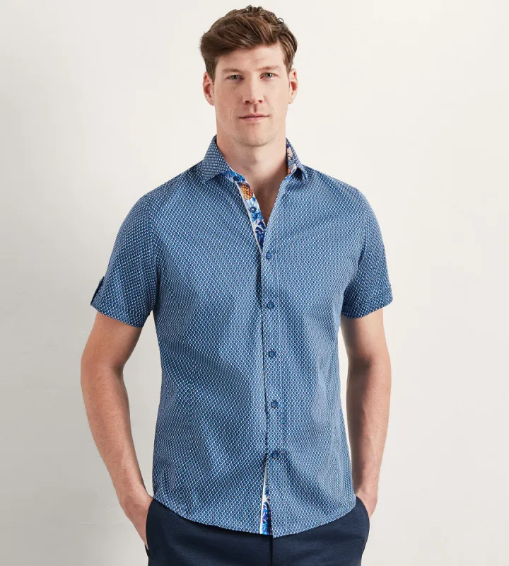 Modern Fit Short Sleeve Geo Pattern Casual Shirt sold by Tip Top